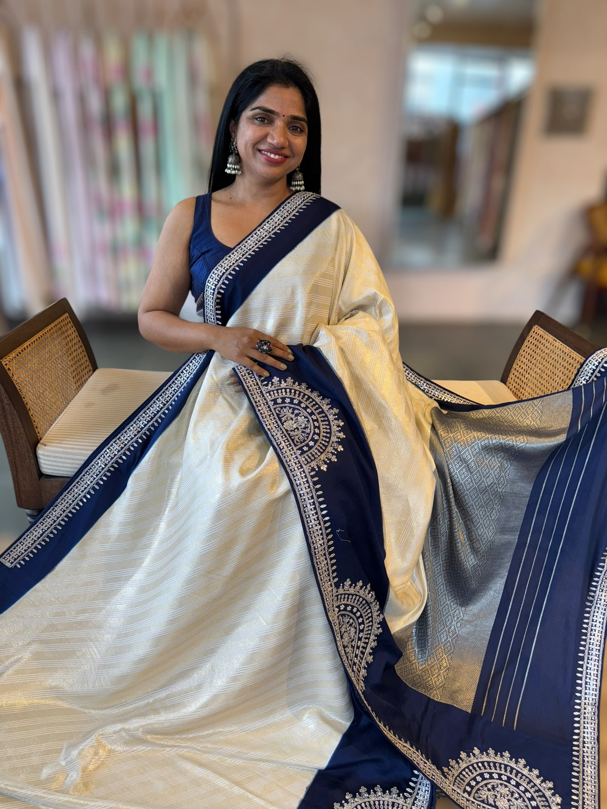 Pure Handloom Tussar Gorgette with Gotapatti handwork