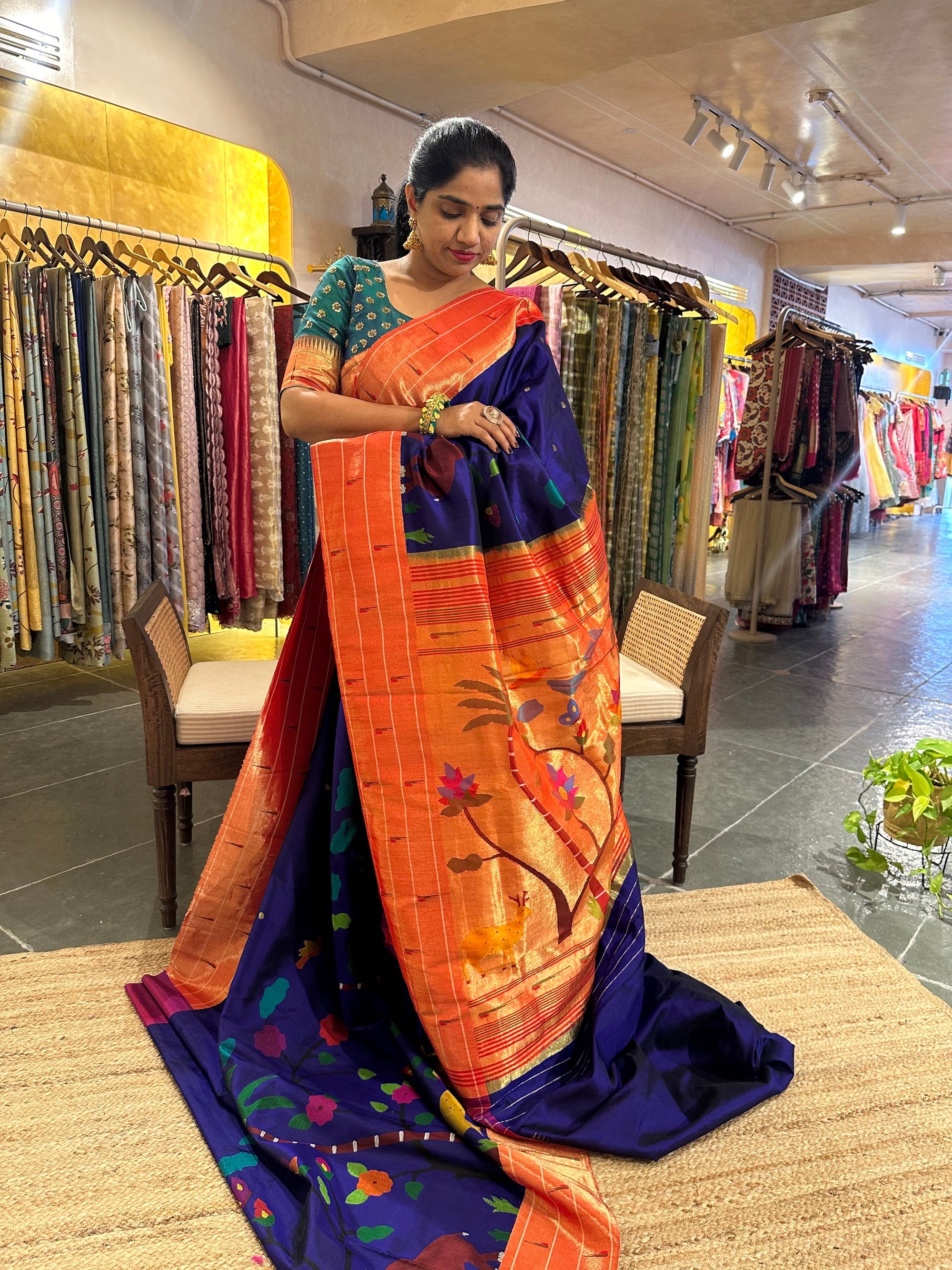 Blusih Purple Allover Pure Handloom Paithani Saree