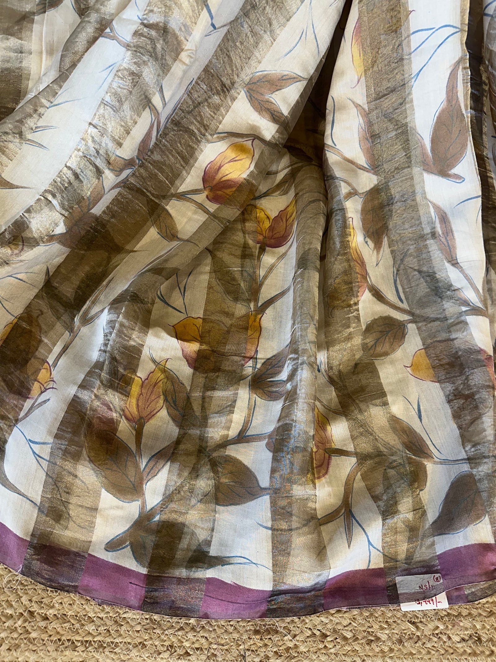 Pure Handloom Banarasi Munga Tissue  Saree with handpainting