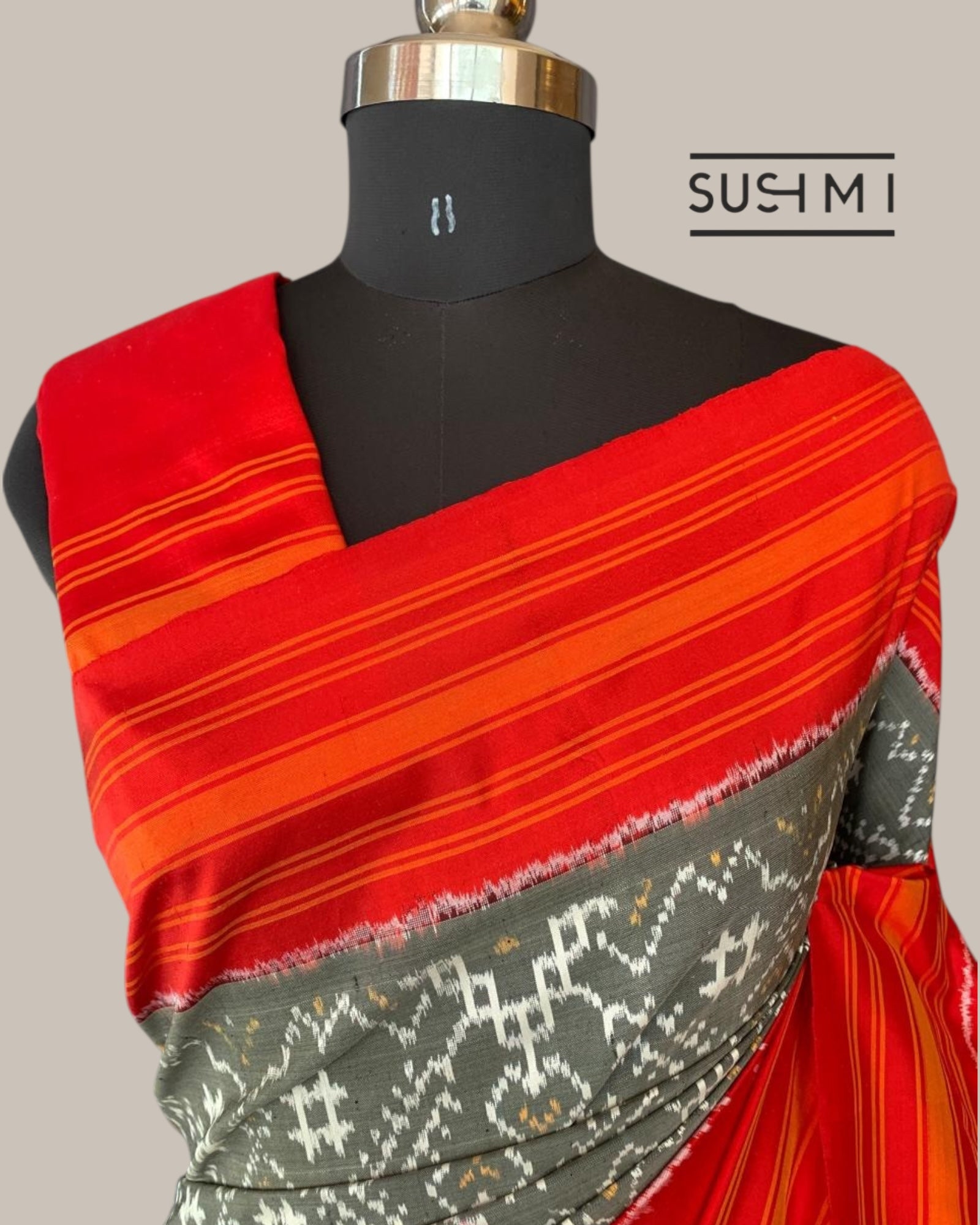 Pure Handloom Twill Ikkath Patola Saree