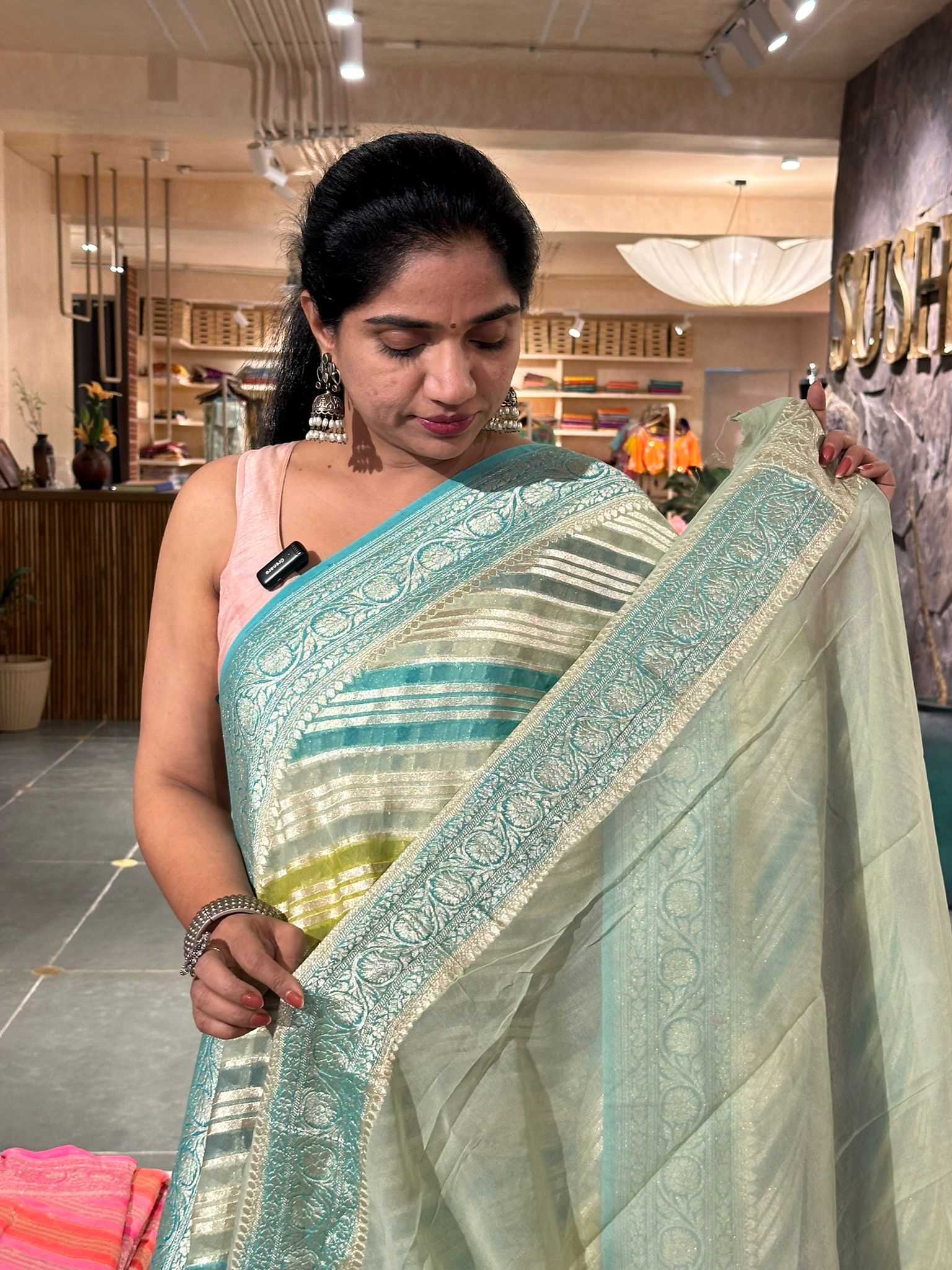 Banarsi khaddi georgette leharia pattern