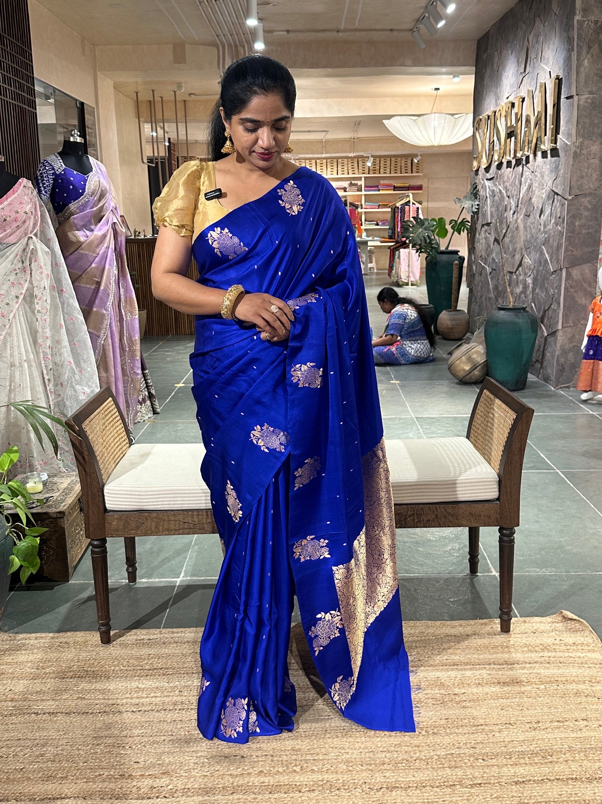 Royal/Electric Blue Pure Banarasi Handloom Mashru Silk Saree  with kaduwa weavin