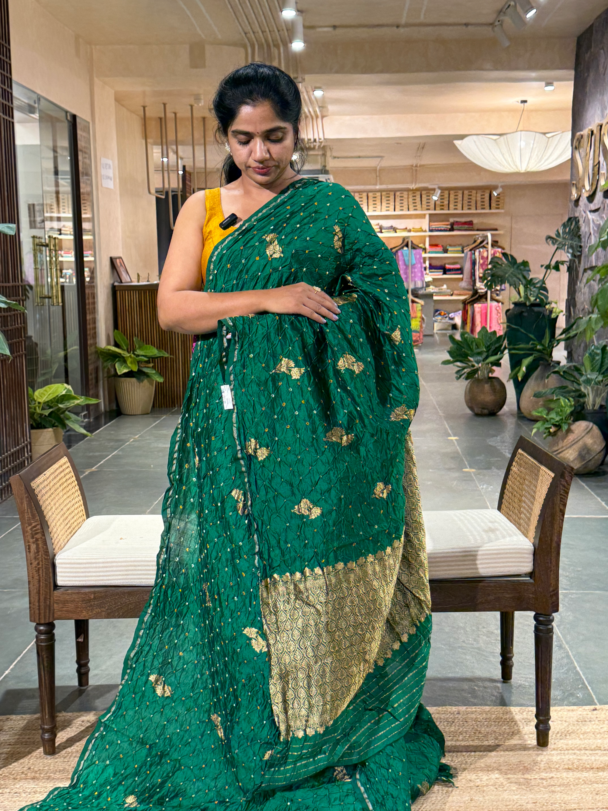 SCBA1105 Pure Handloom Banarasi Chiniya Bandhej Saree with Patola Blouse