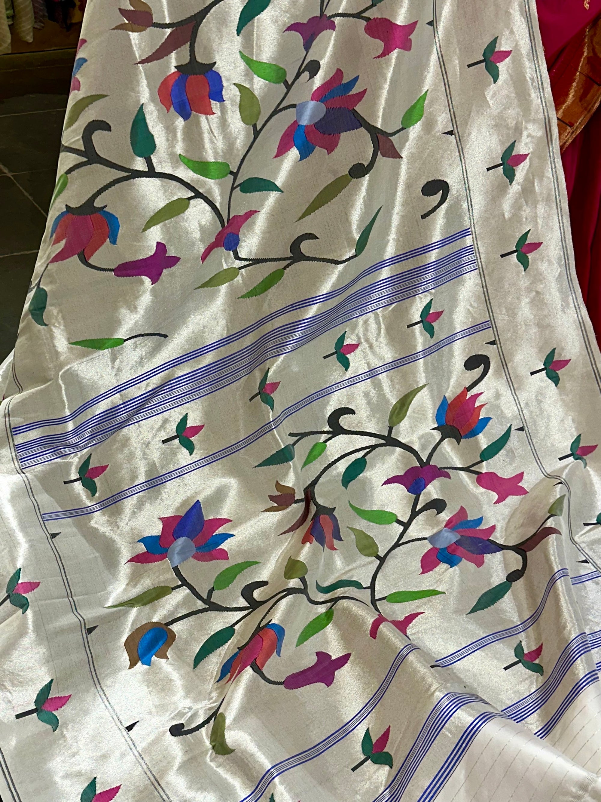 Silver Tissue Allover Paithani Saree