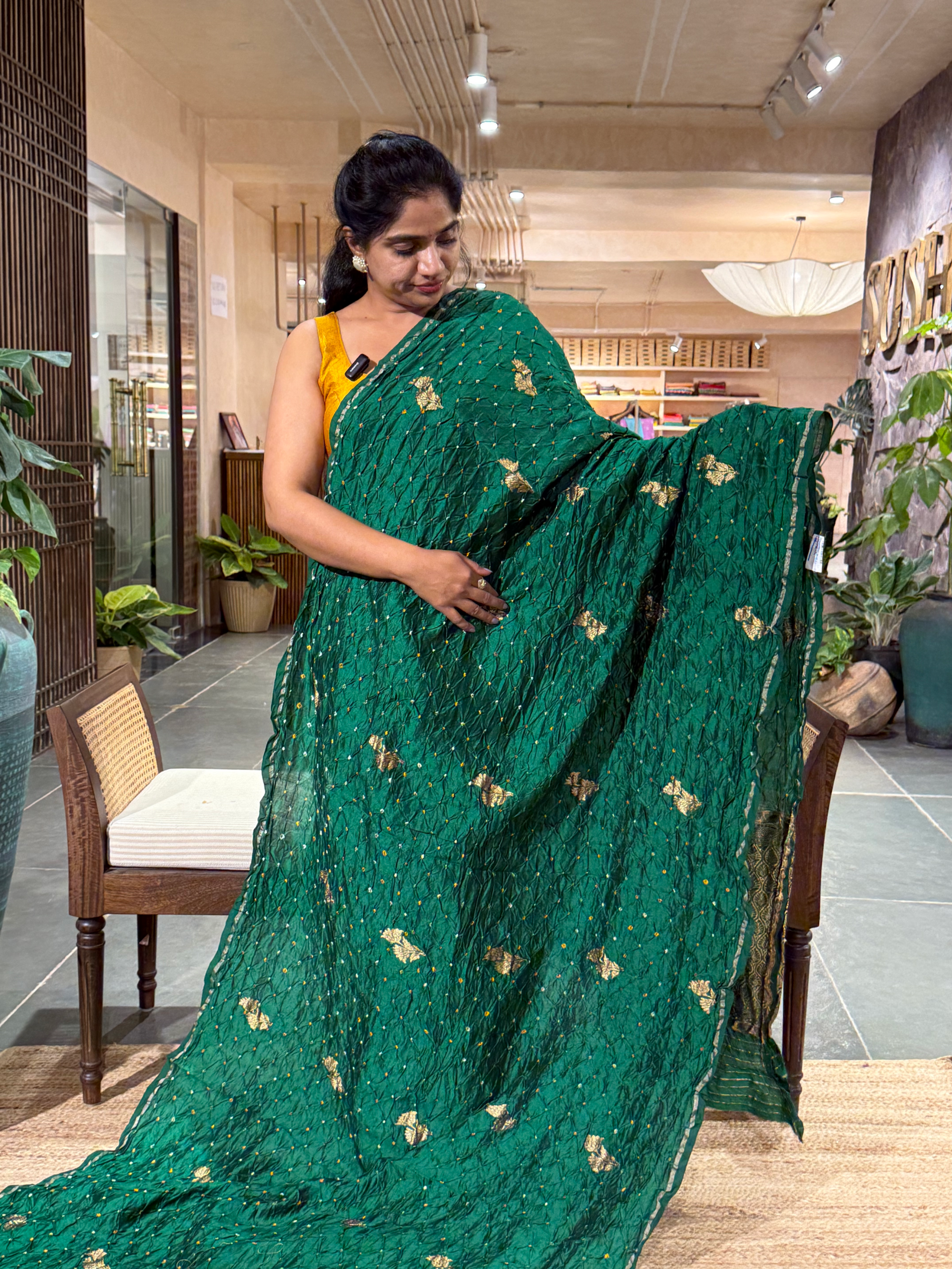 SCBA1105 Pure Handloom Banarasi Chiniya Bandhej Saree with Patola Blouse