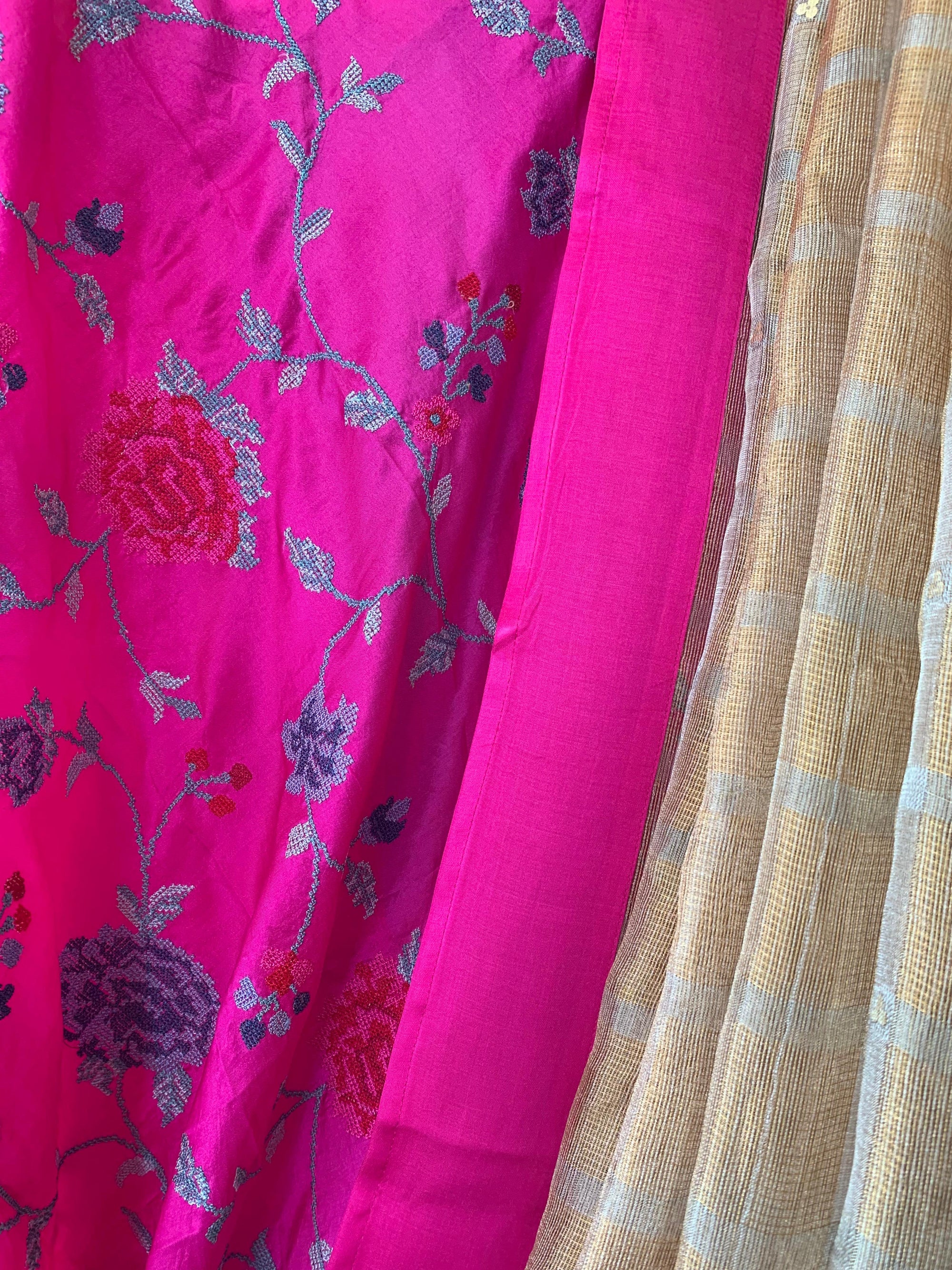 Designer Pure Handloom Gold tissue saree with kanchi petite point work blouse