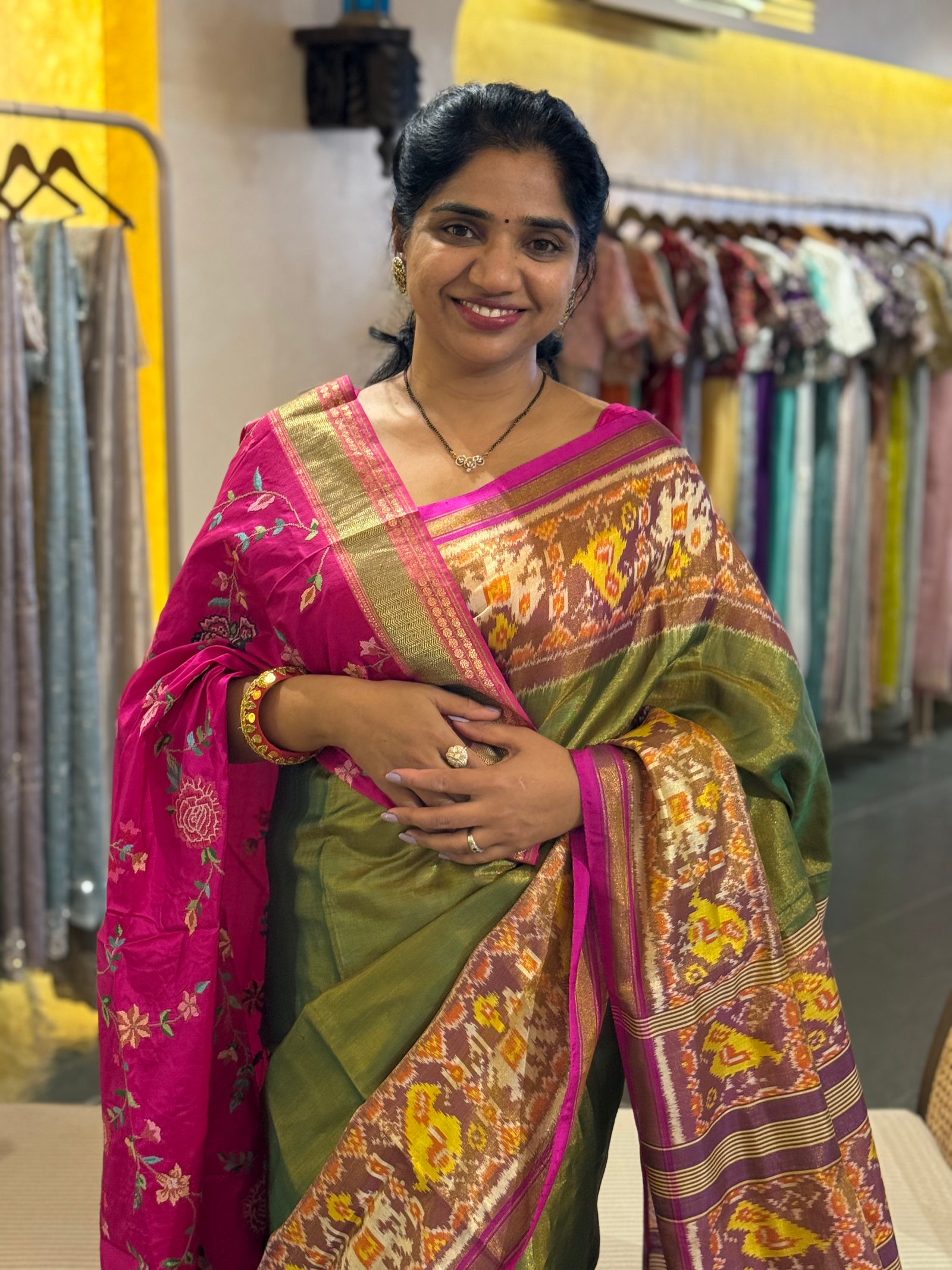 Parrot Green Color Tissue Patan Patola Saree