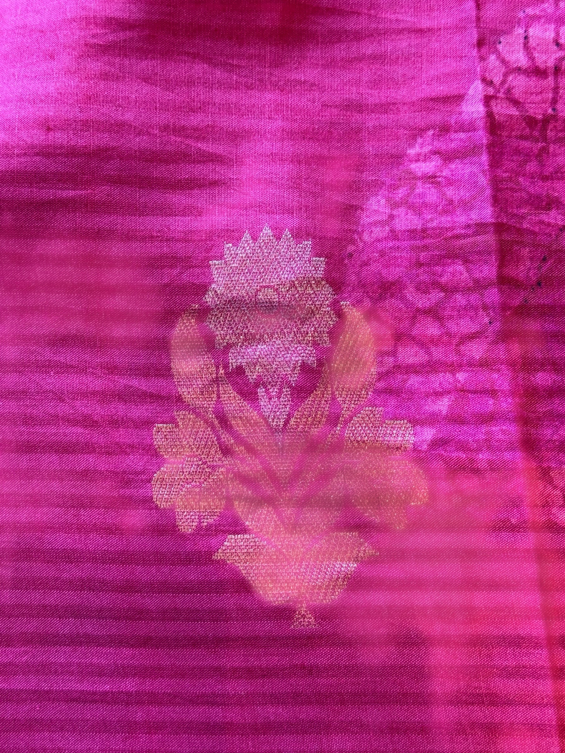 Ruby Pink Kanchi Soft Silk Saree With Statement 3D Rose Print allover