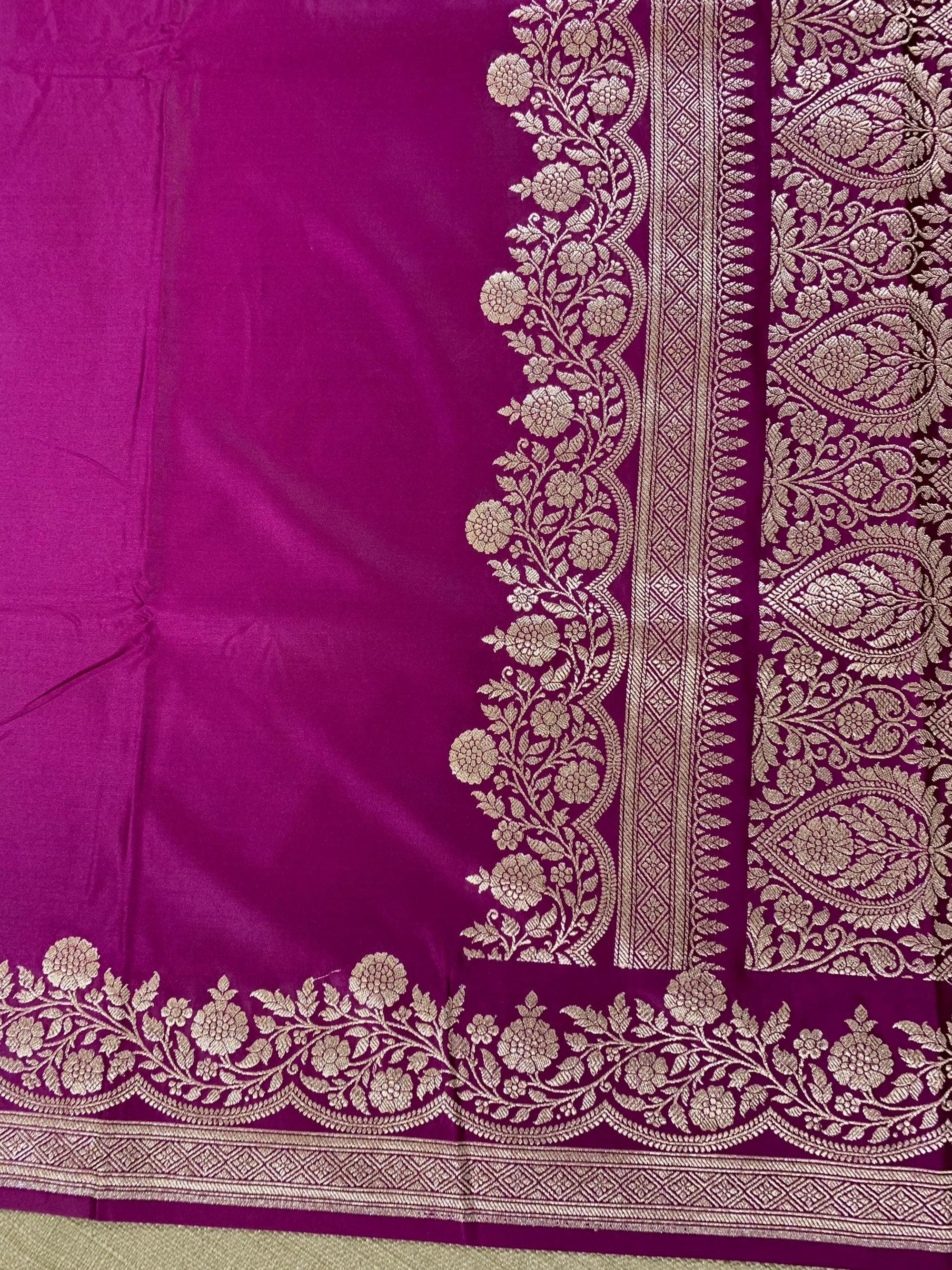 SMSSA226  Wine Mashru Silk Saree With Scallop Border