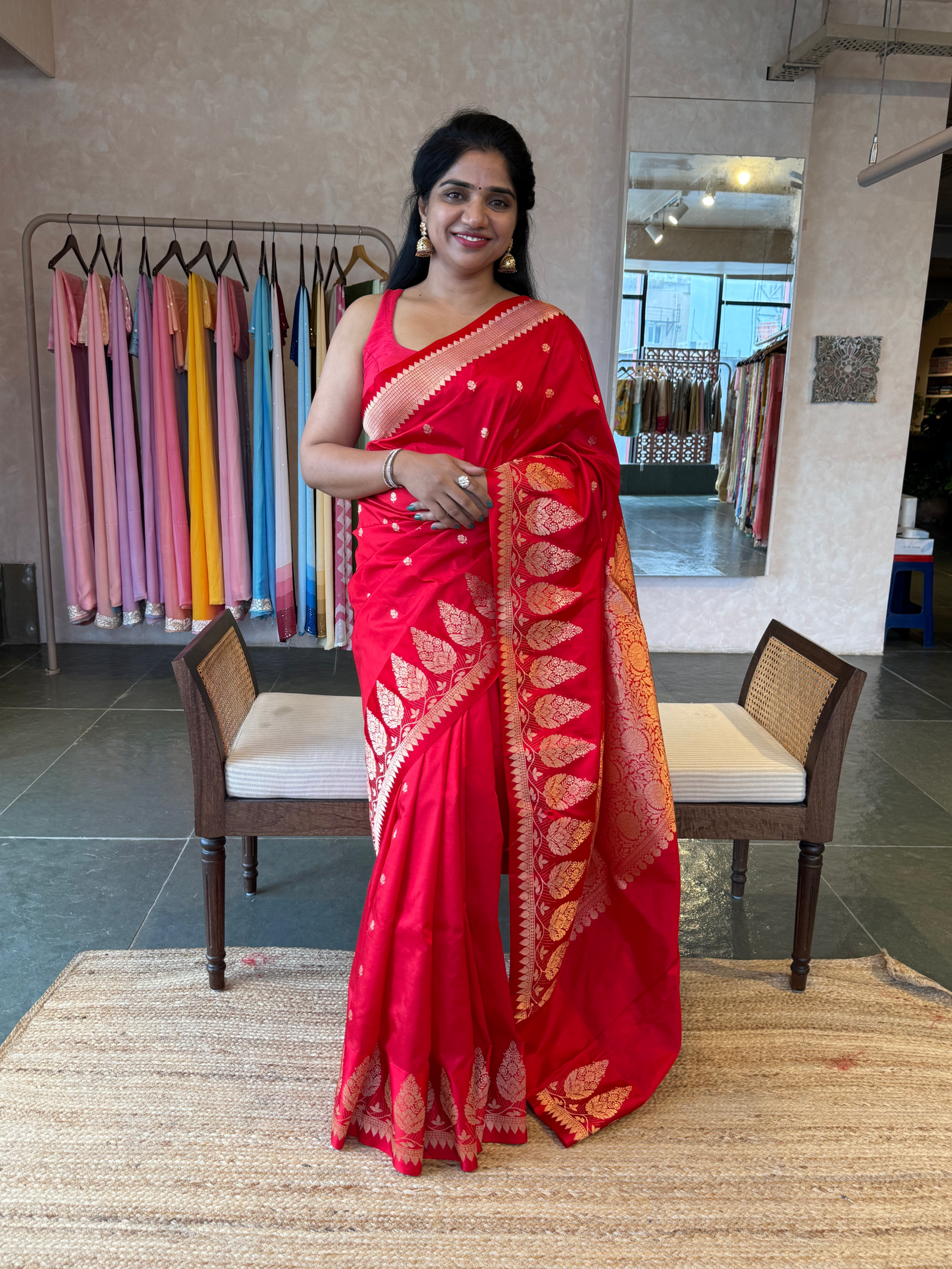 Red Pure Handloom Poona Silk Saree With Kaduwa Weaving Open Borders