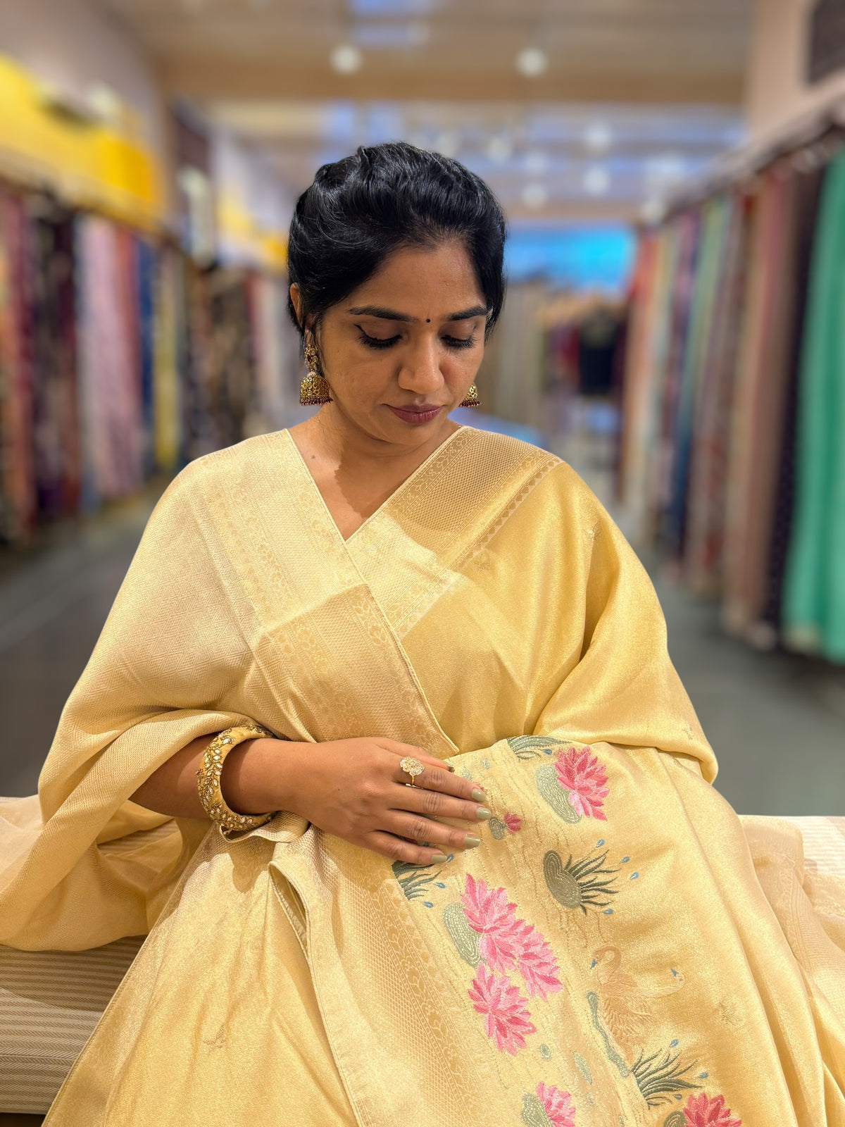 Banarasi Gold Tissue Brocode Saree with Embroidered Border