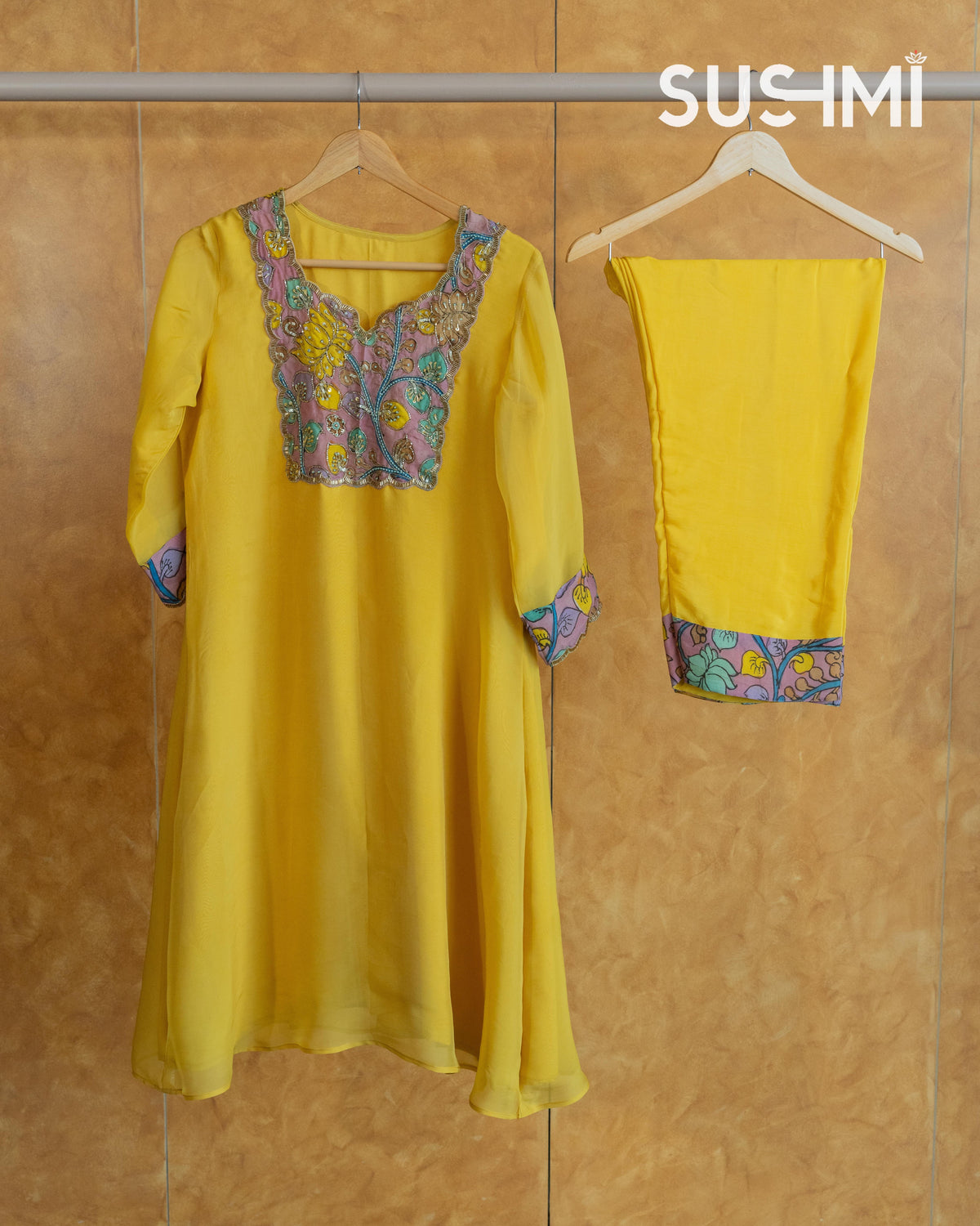 Organza and Pen Kalamkari Fusion Coordset