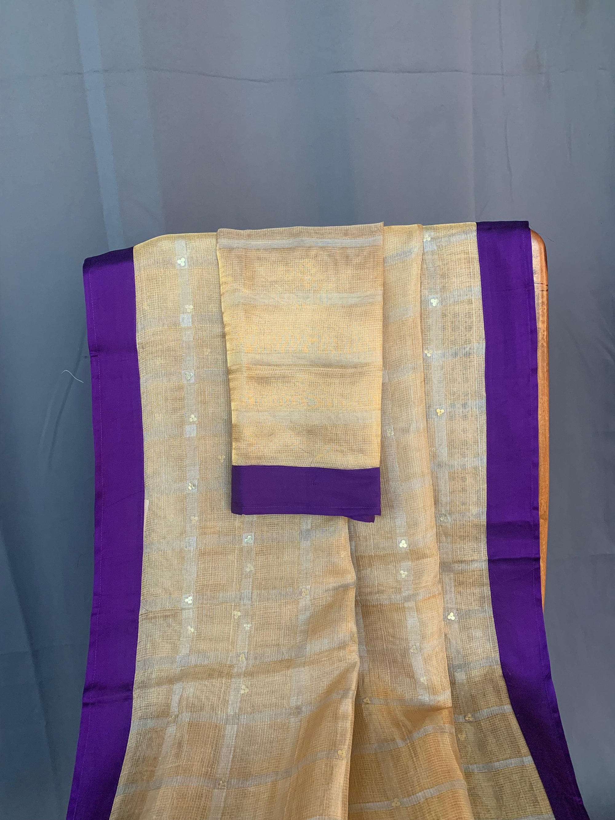 Designer Gold tissue saree with kanchi  blouse with pythani style embroidery