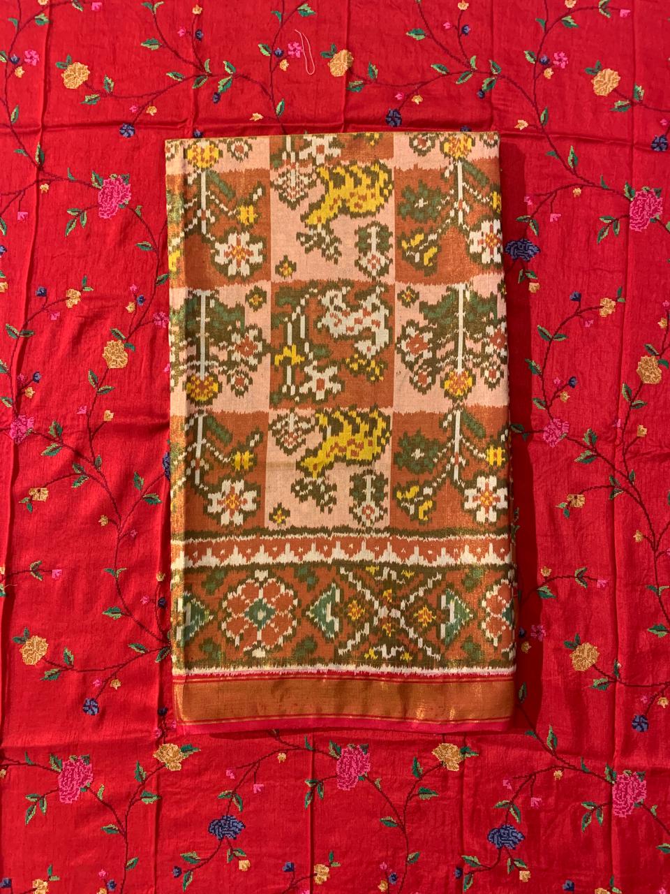 Twill Weave  Patan Patola Tissue Saree