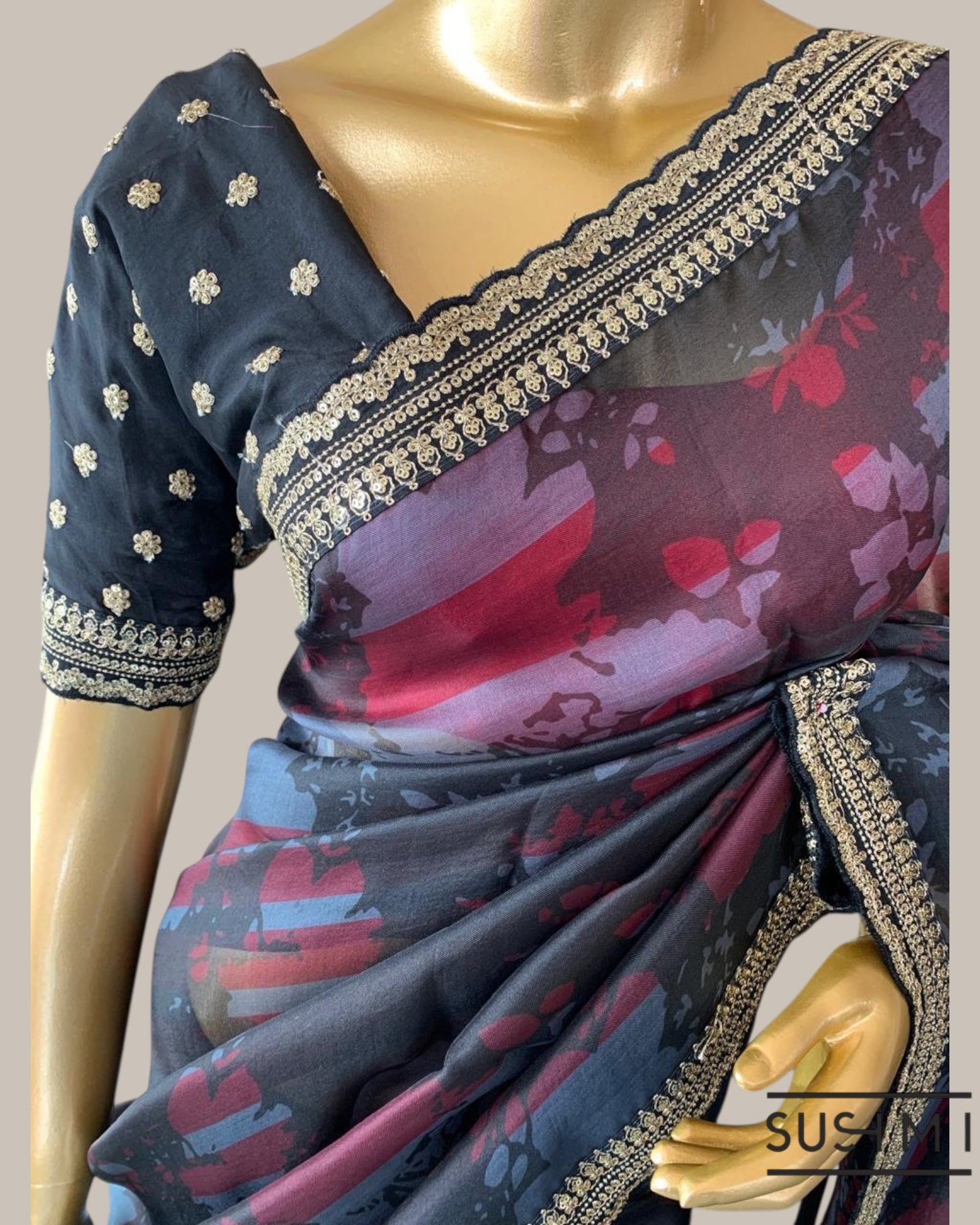 Printed Pure Tussar Saree with sabyasachi borders and blouse  Price : 16999inr 1