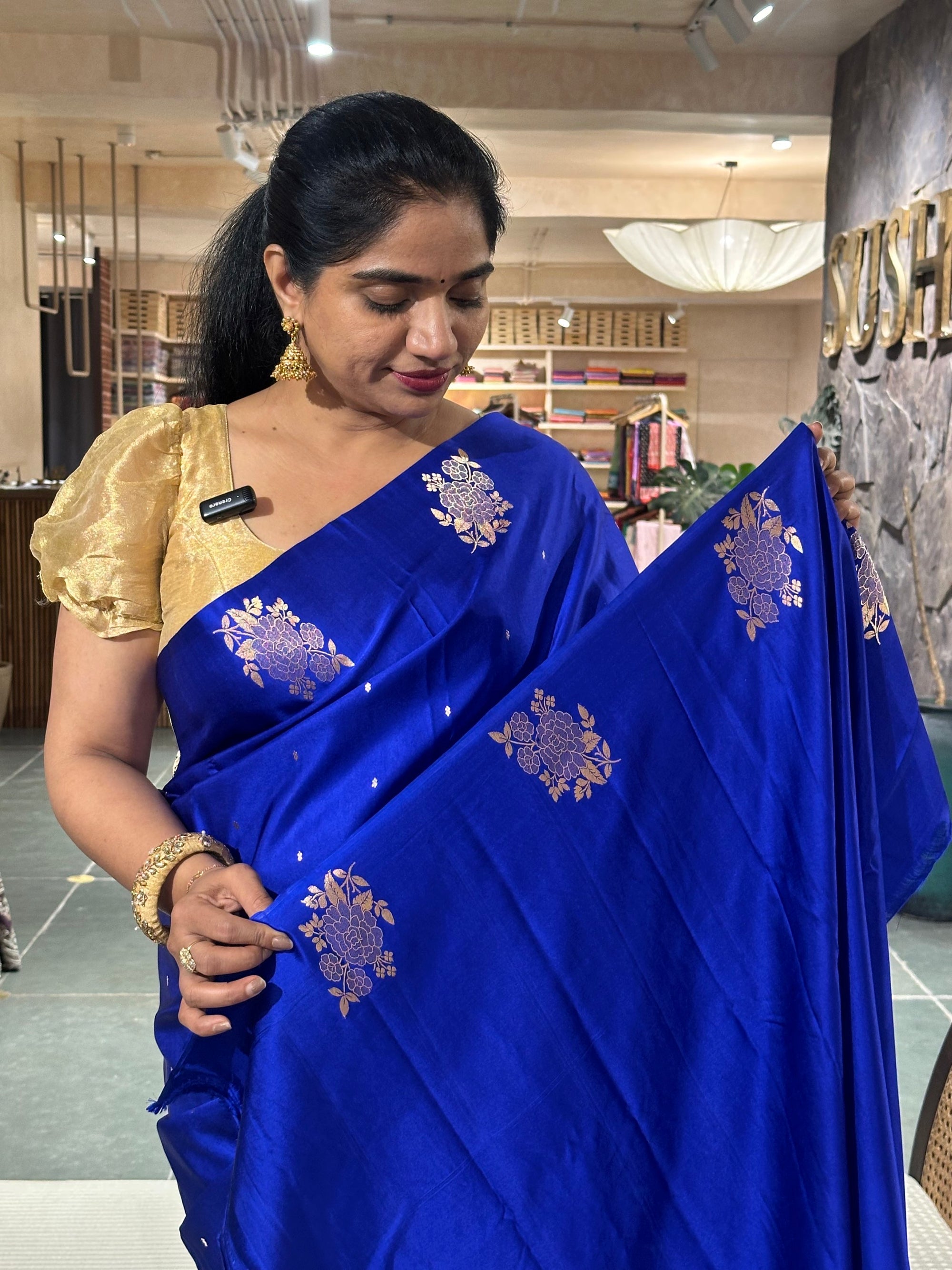 Royal/Electric Blue Pure Banarasi Handloom Mashru Silk Saree  with kaduwa weavin