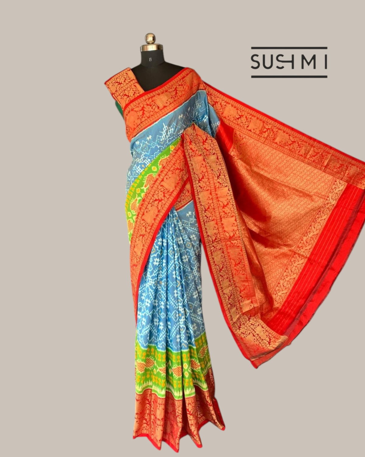 Pure Handloom Twill Ikkath Kanchi Saree