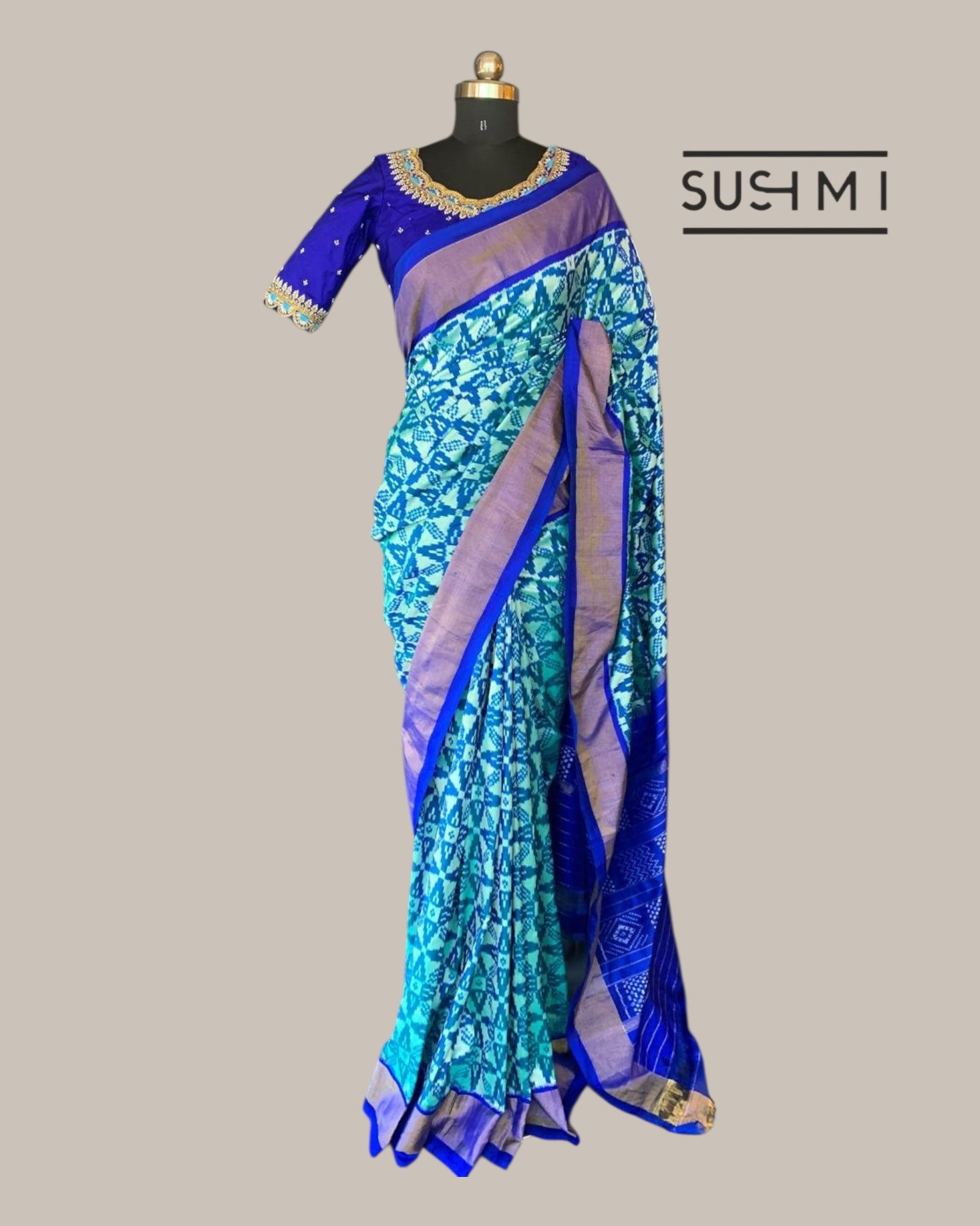 Pure Handloom Twill Ikkath Patola Saree With Handwork Blouse