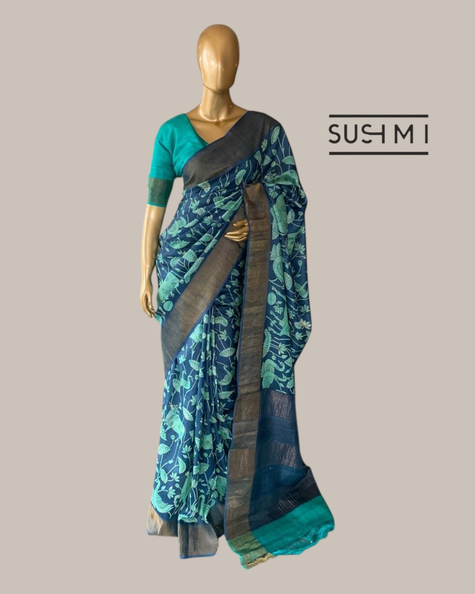 Pure Tussar Saree with Kalamkari Print