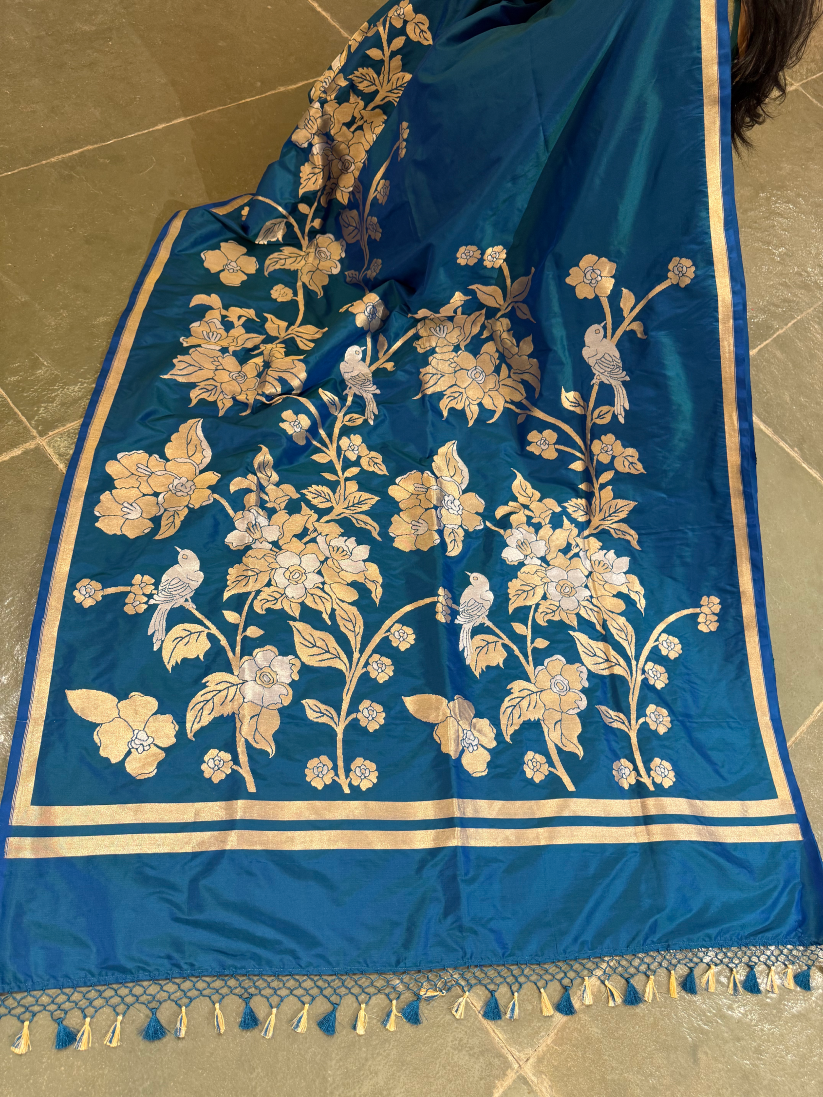 Peacock Blue  Designer Banarasi Silk Saree