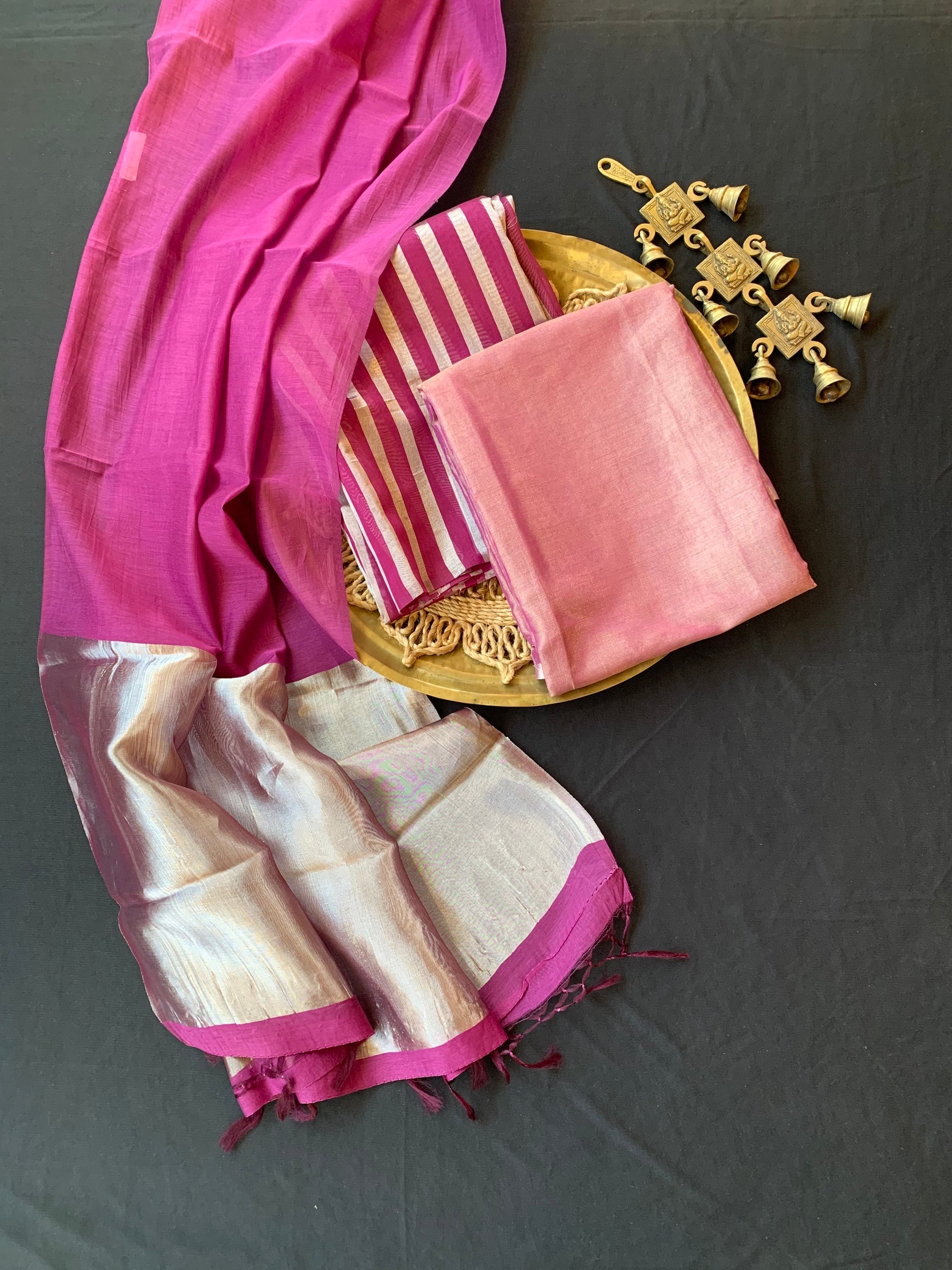 Wine 3 pc Banarasi Tissue Suit Set