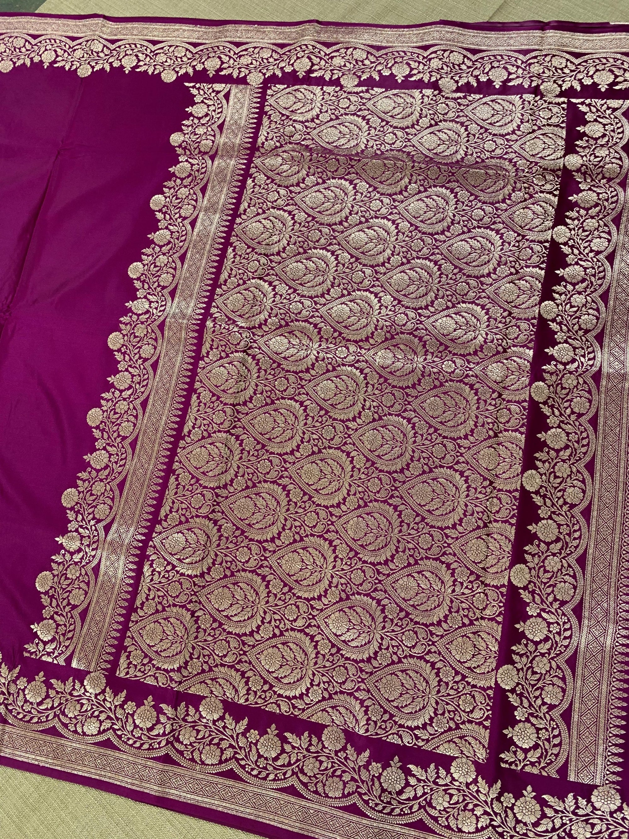 SMSSA226  Wine Mashru Silk Saree With Scallop Border