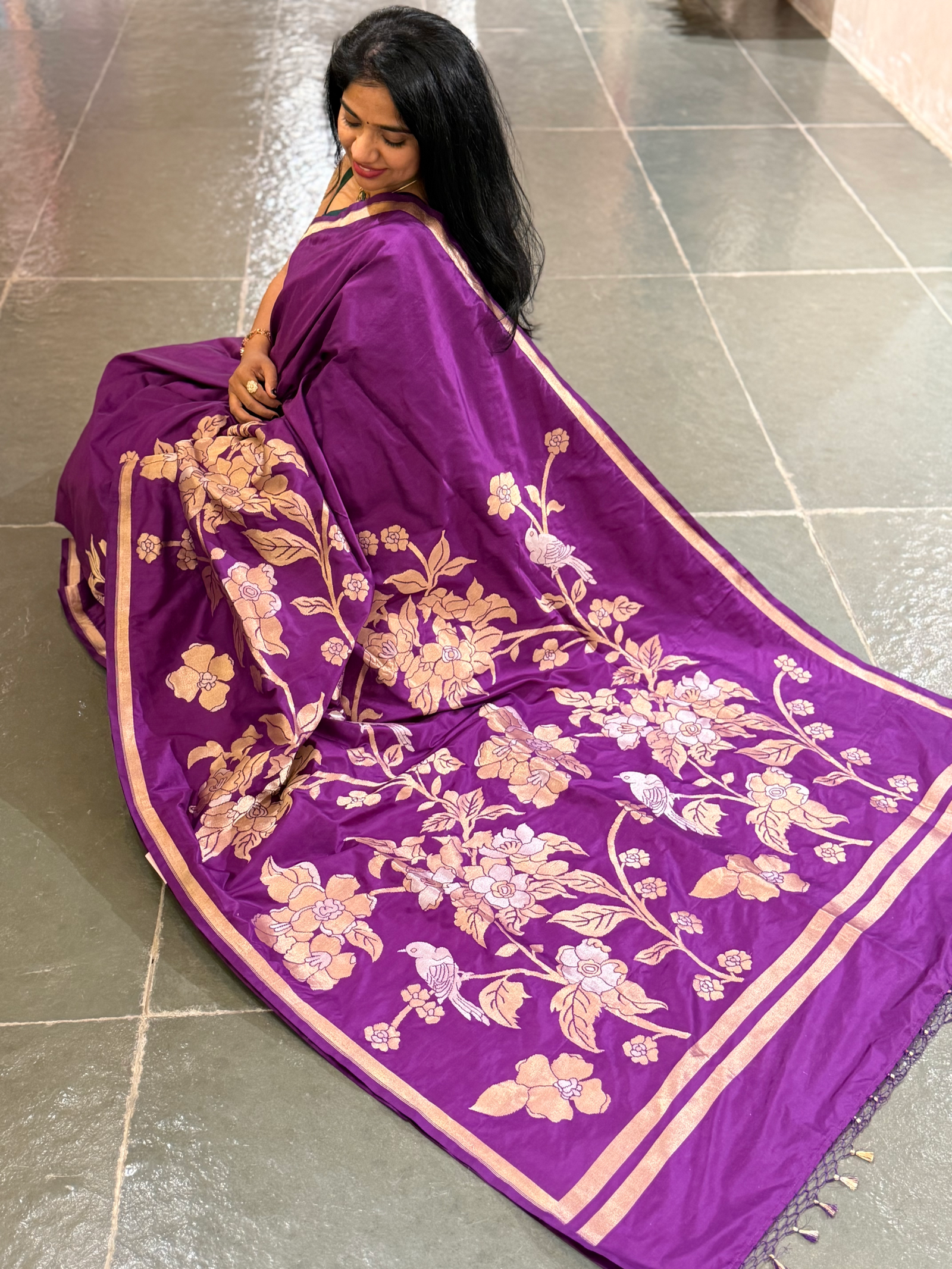 Majenta Designer Banarasi Silk Saree