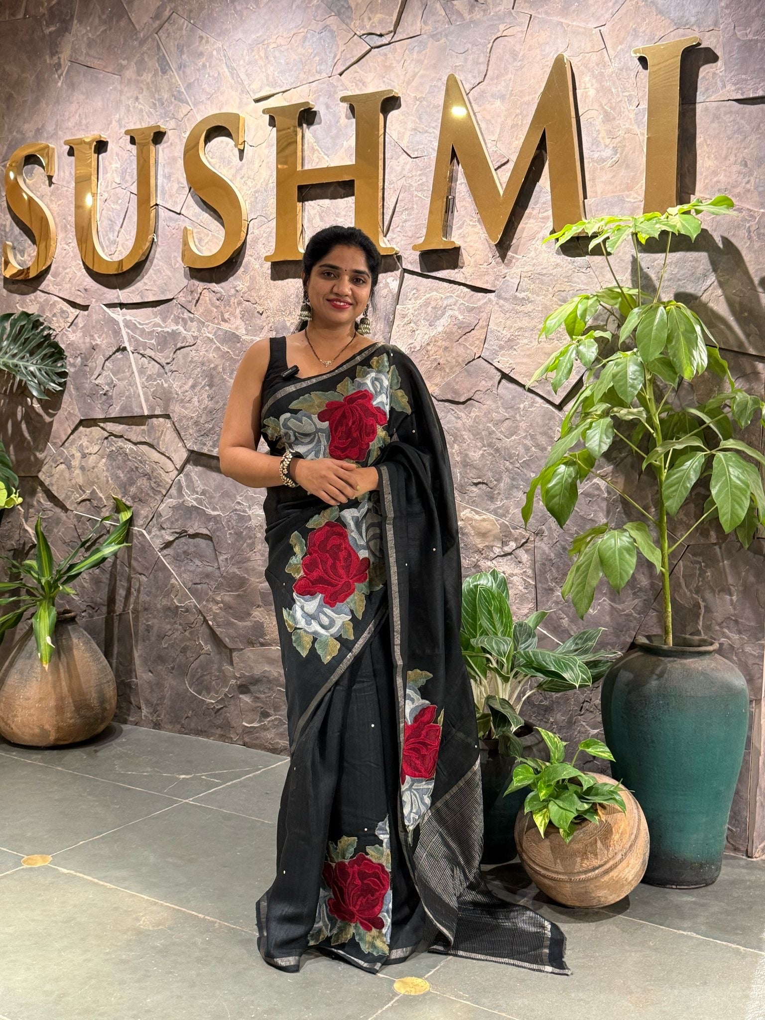 Matka Tussar Handwoven Saree with checks pattern