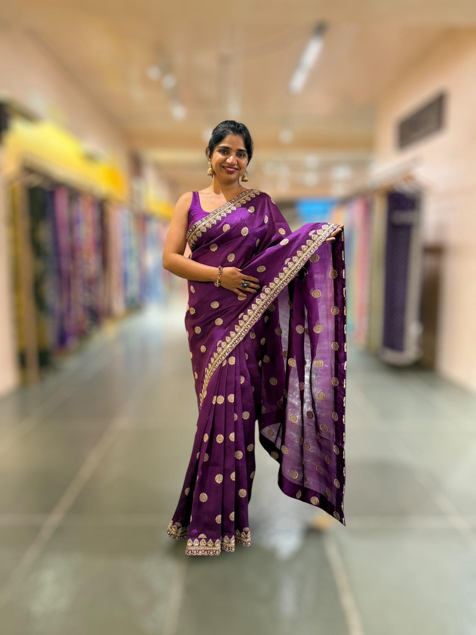 Purple Pure Handloom Banarasi Silk Saree With Handwork Borders and Blouse