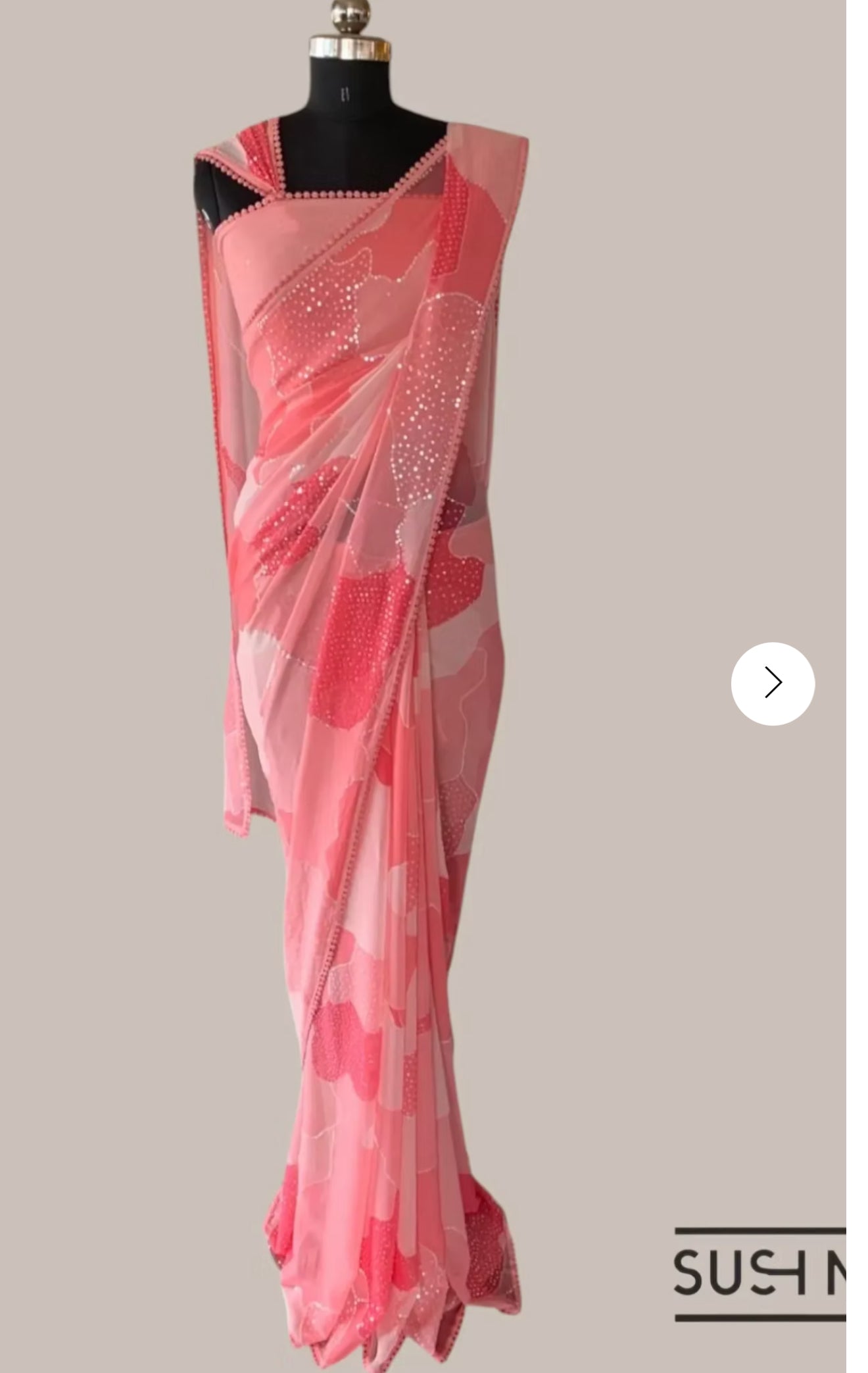 Pure Gorgette Sequnce Saree With Abstract Style Print