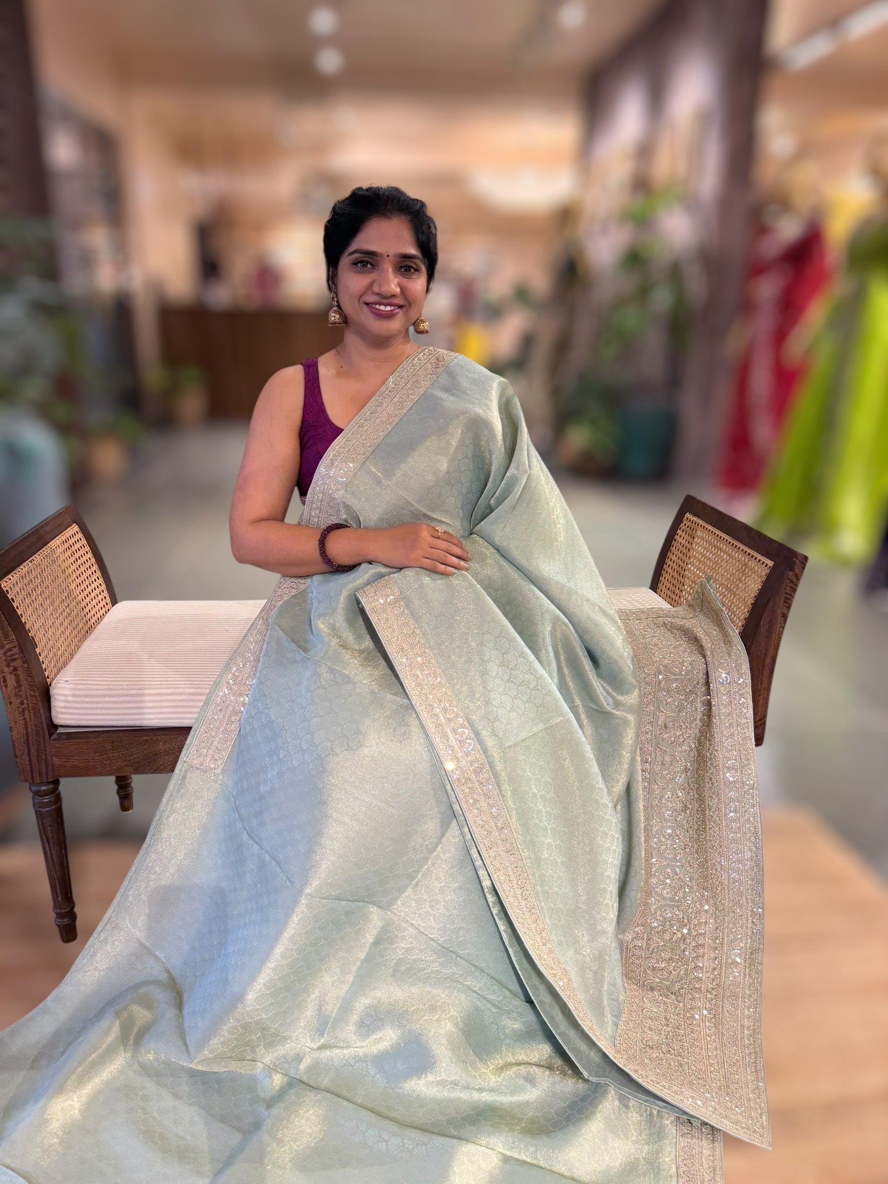Banarasi Brocade Kora Tissue Saree With Sabyasachi Borders and Blouse