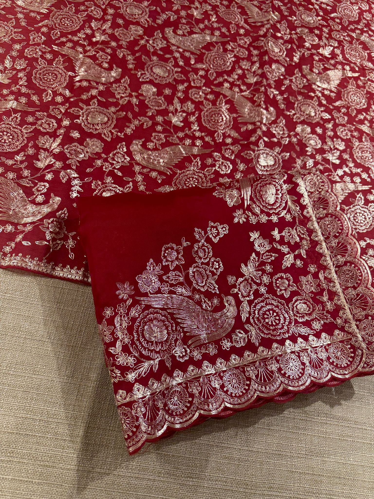 Meroonish Red  Pure organza Saree with pita emb