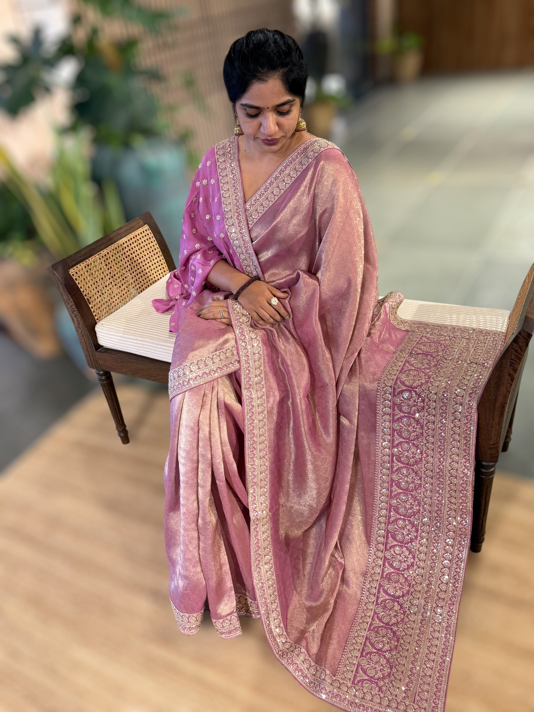 Banarasi Brocade Kora Tissue Saree With Sabyasachi Borders and Blouse