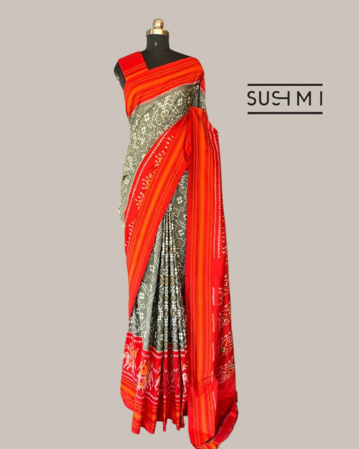 Pure Handloom Twill Ikkath Patola Saree