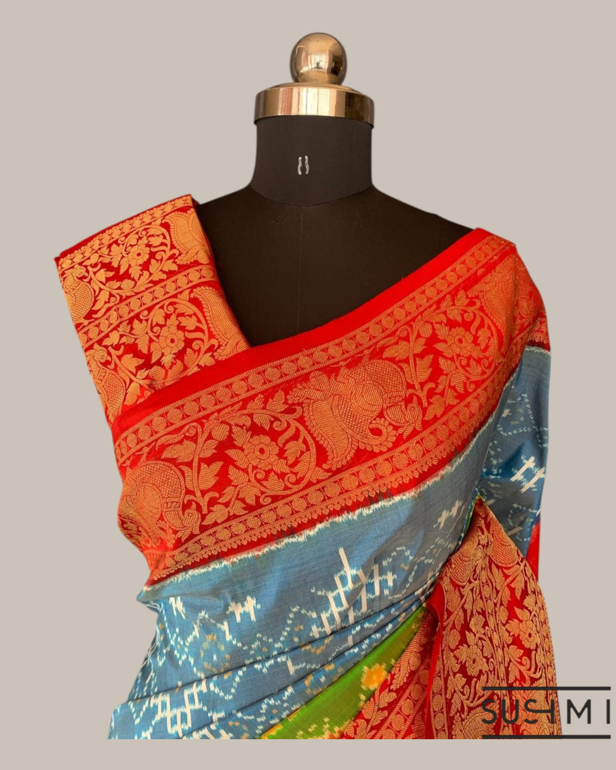 Pure Handloom Twill Ikkath Kanchi Saree