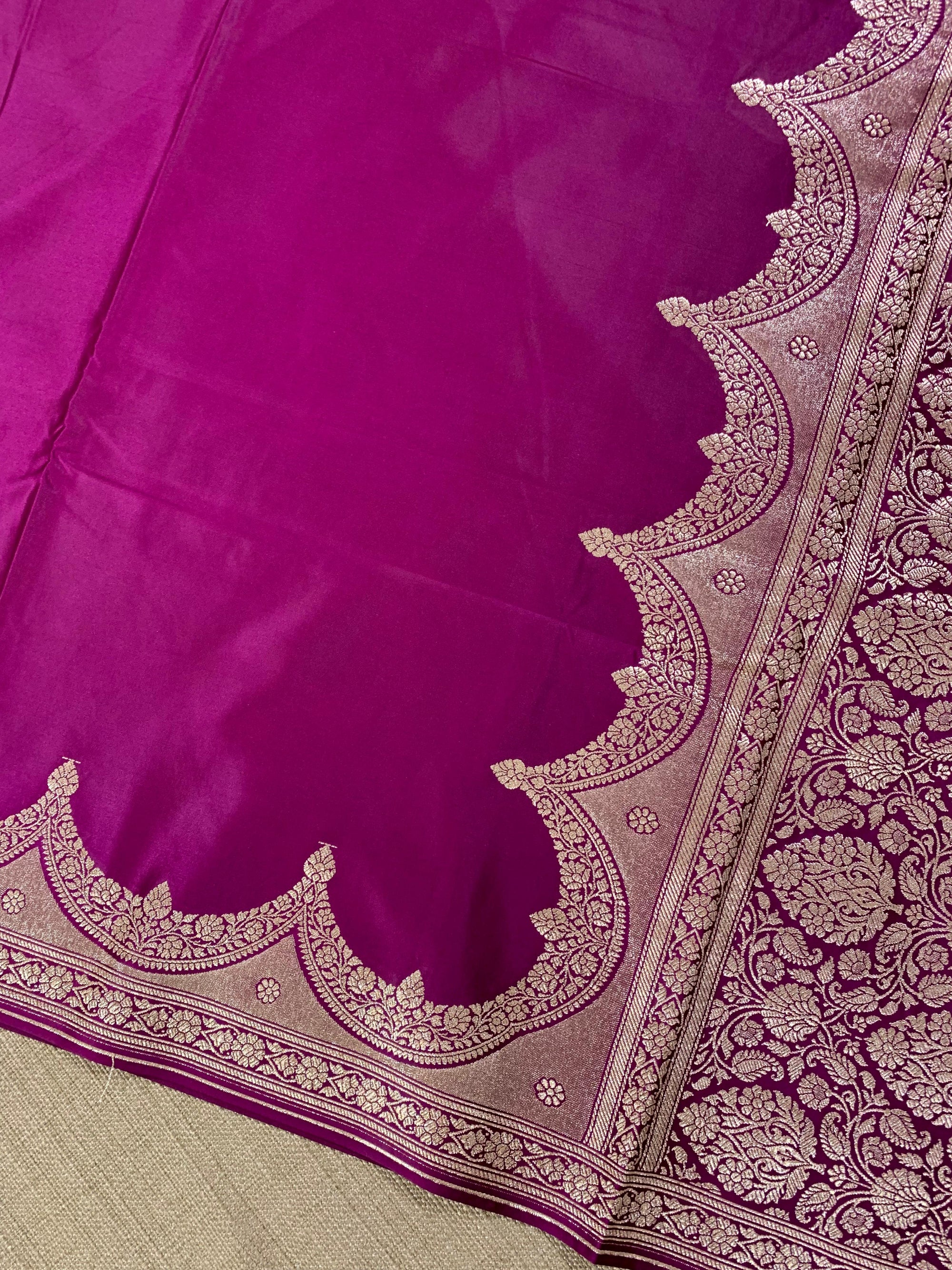 SMSSA216  Wine Mashru Silk Saree With Scallop Border