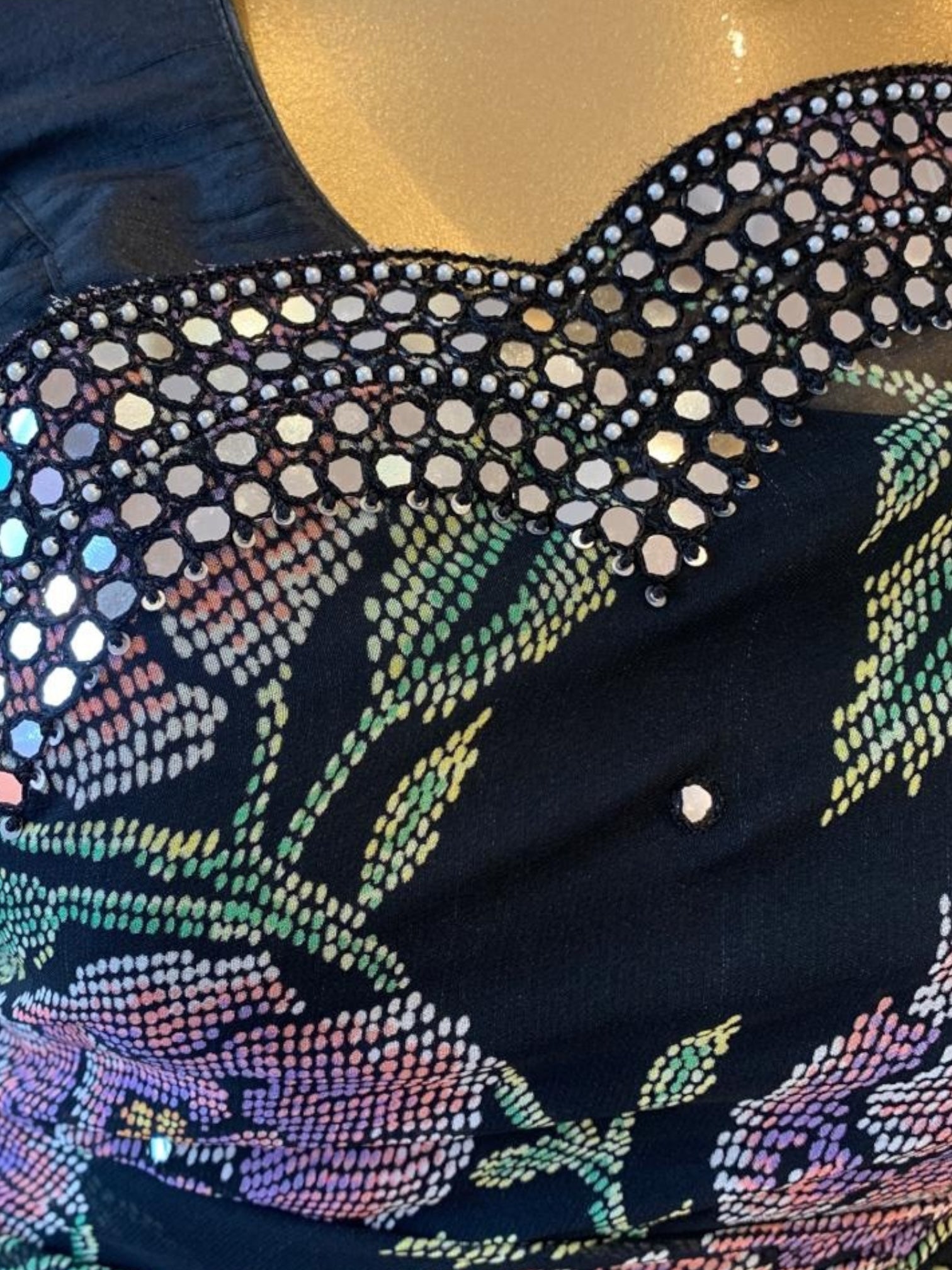 Black Gorgette prints with handwork mirrorwork borders