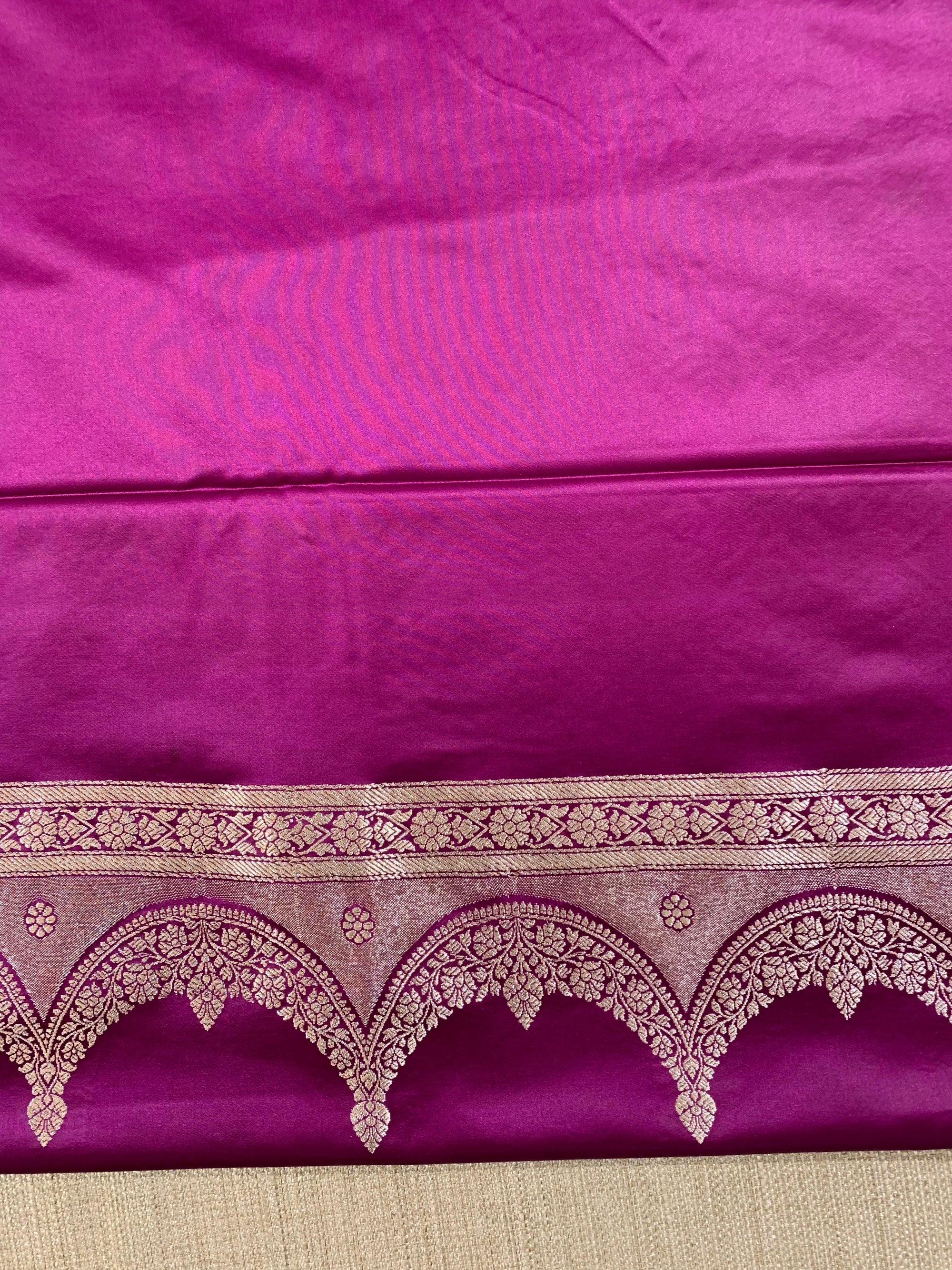 SMSSA216  Wine Mashru Silk Saree With Scallop Border