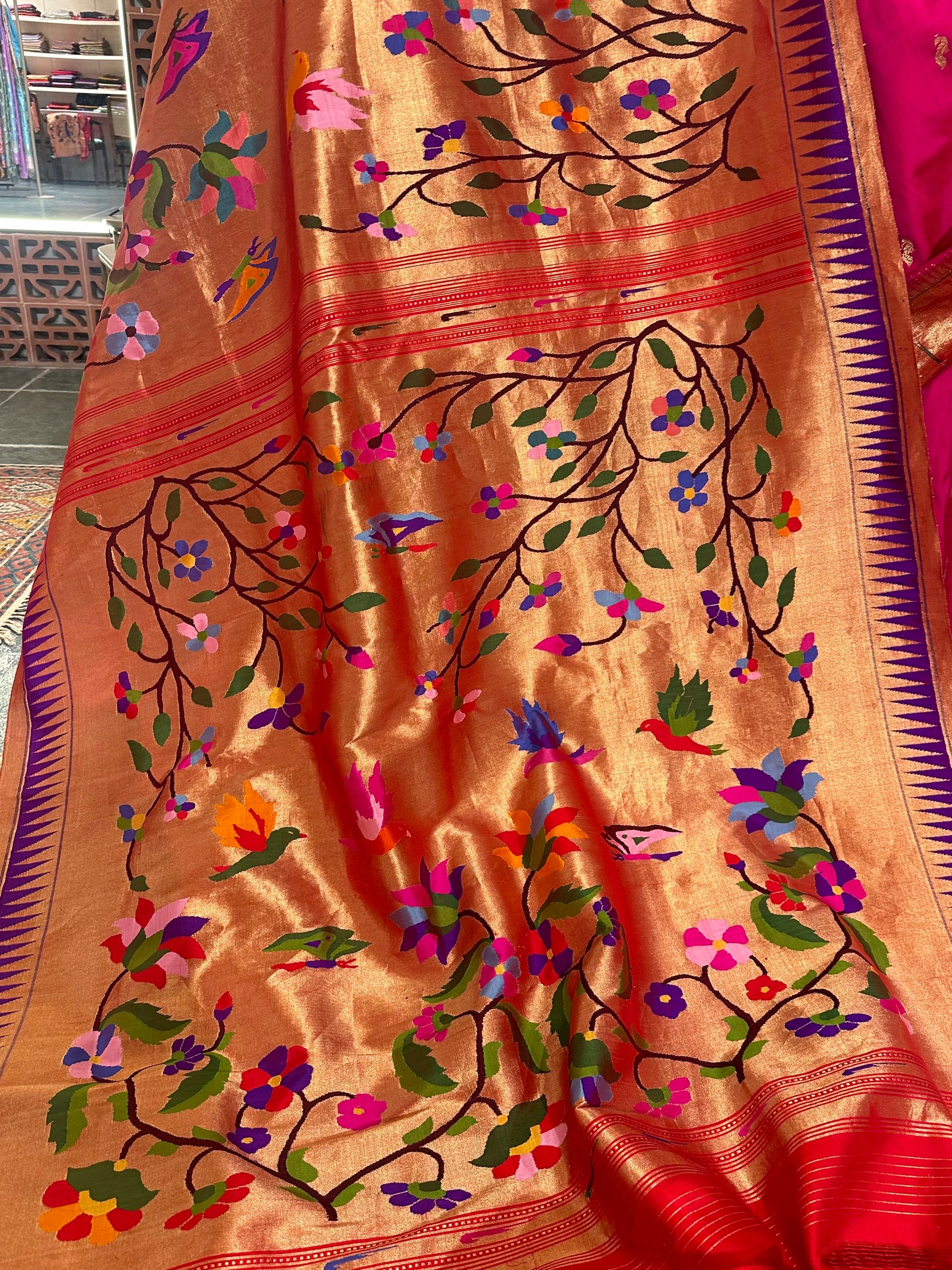 Red Tissue Allover Pure Handloom Paithani Saree