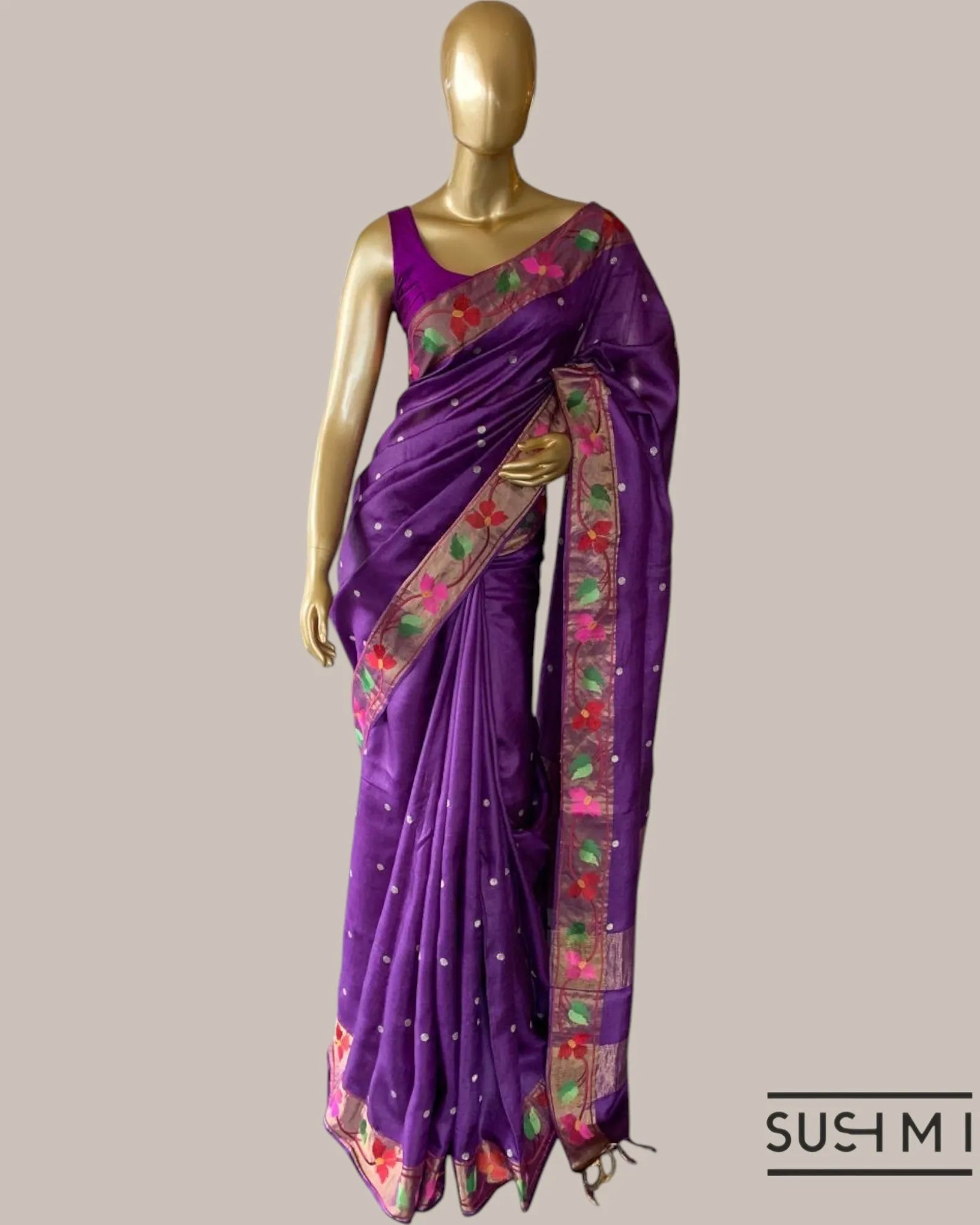 Brinjal tussar silk