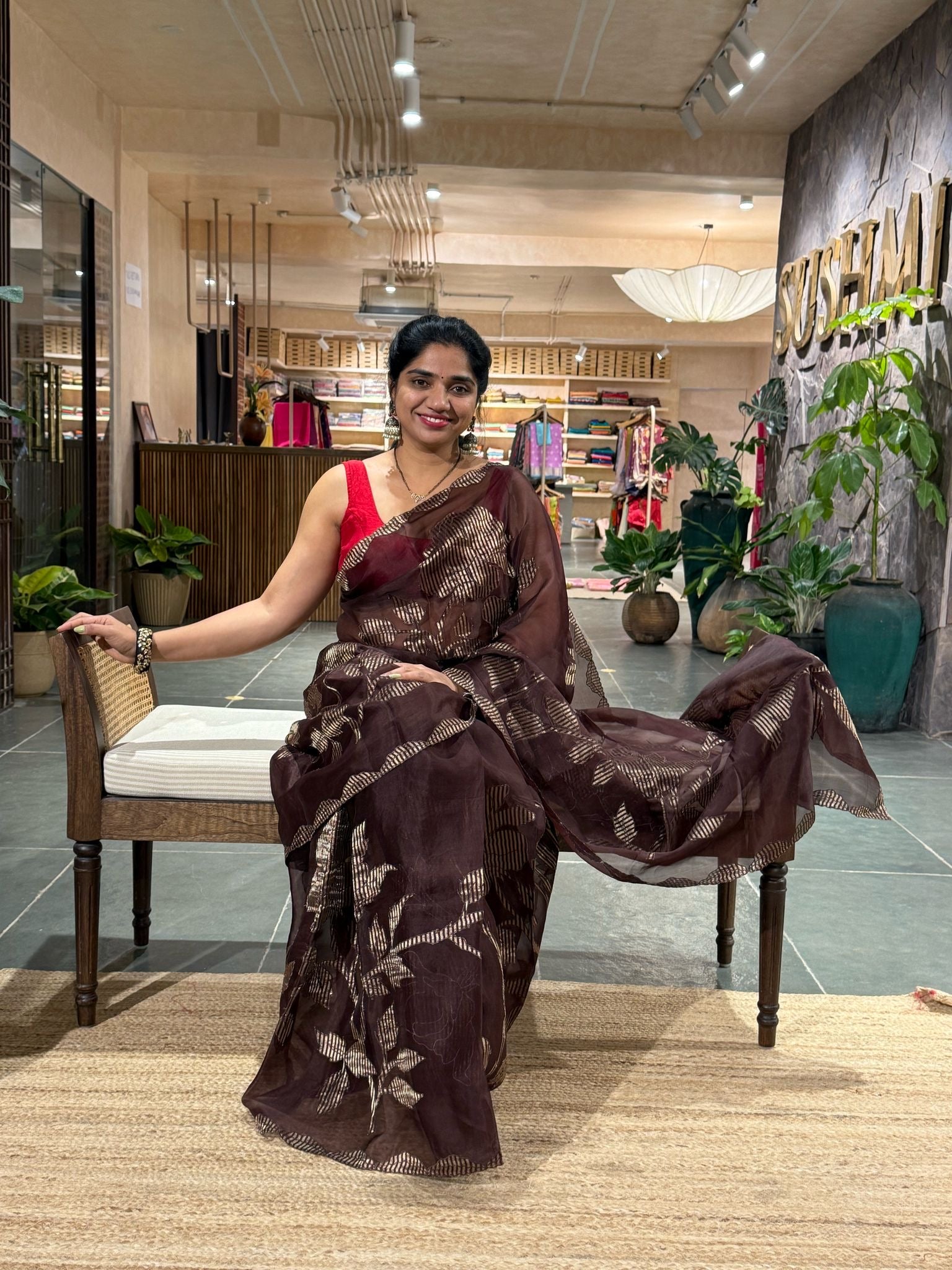 Pure Organza Silk Saree with Kora Tissue stripes