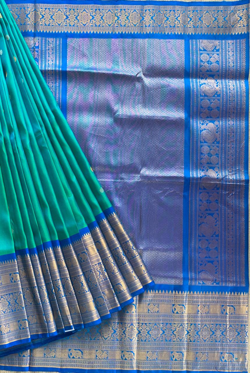 SGSA201 Teal Blue and Royal Blue Combo Combo Gadwal Handloom Pure Silk Saree