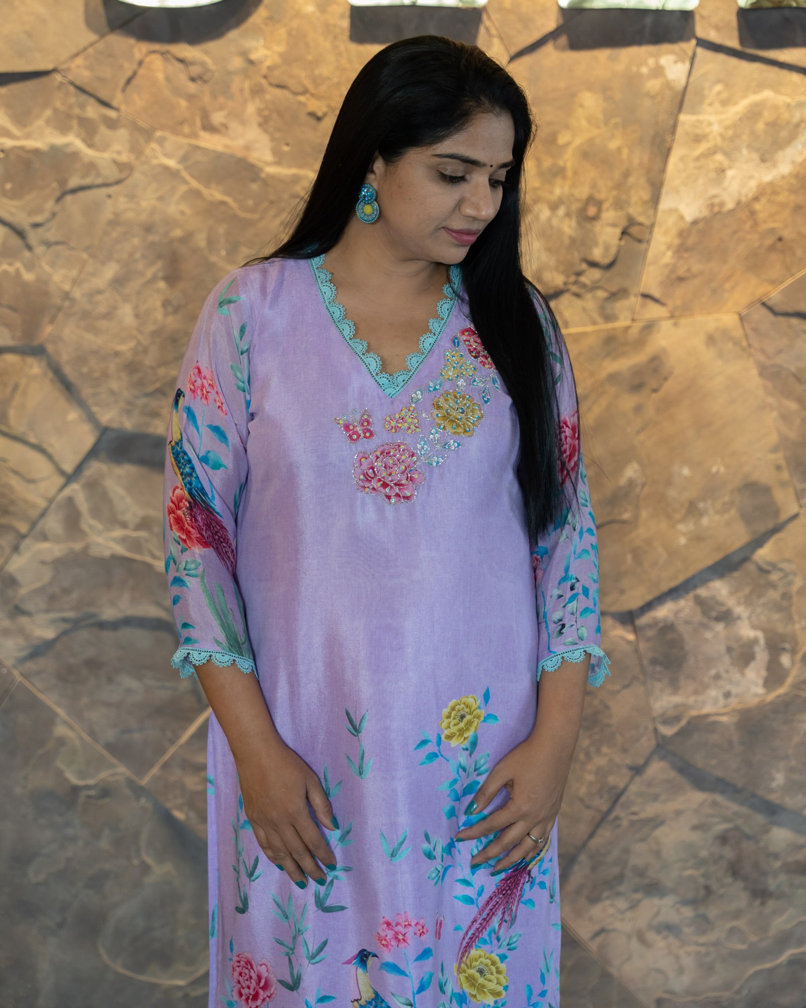 Chinnon printed Coordset with handwork