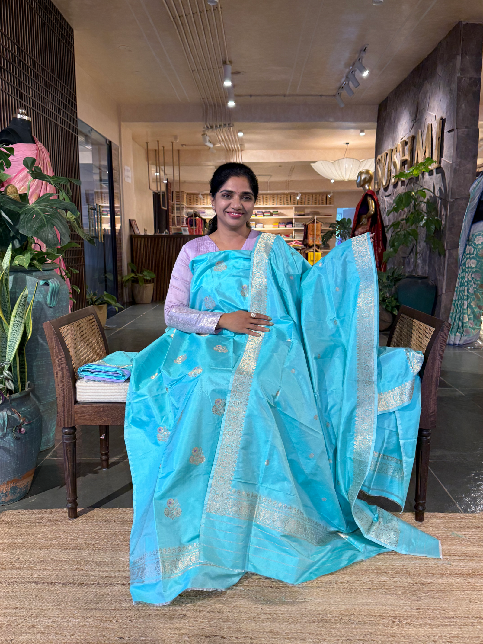 Pure Handloom Katan Silk  3 pc Suit Set with  kaduwa weaving