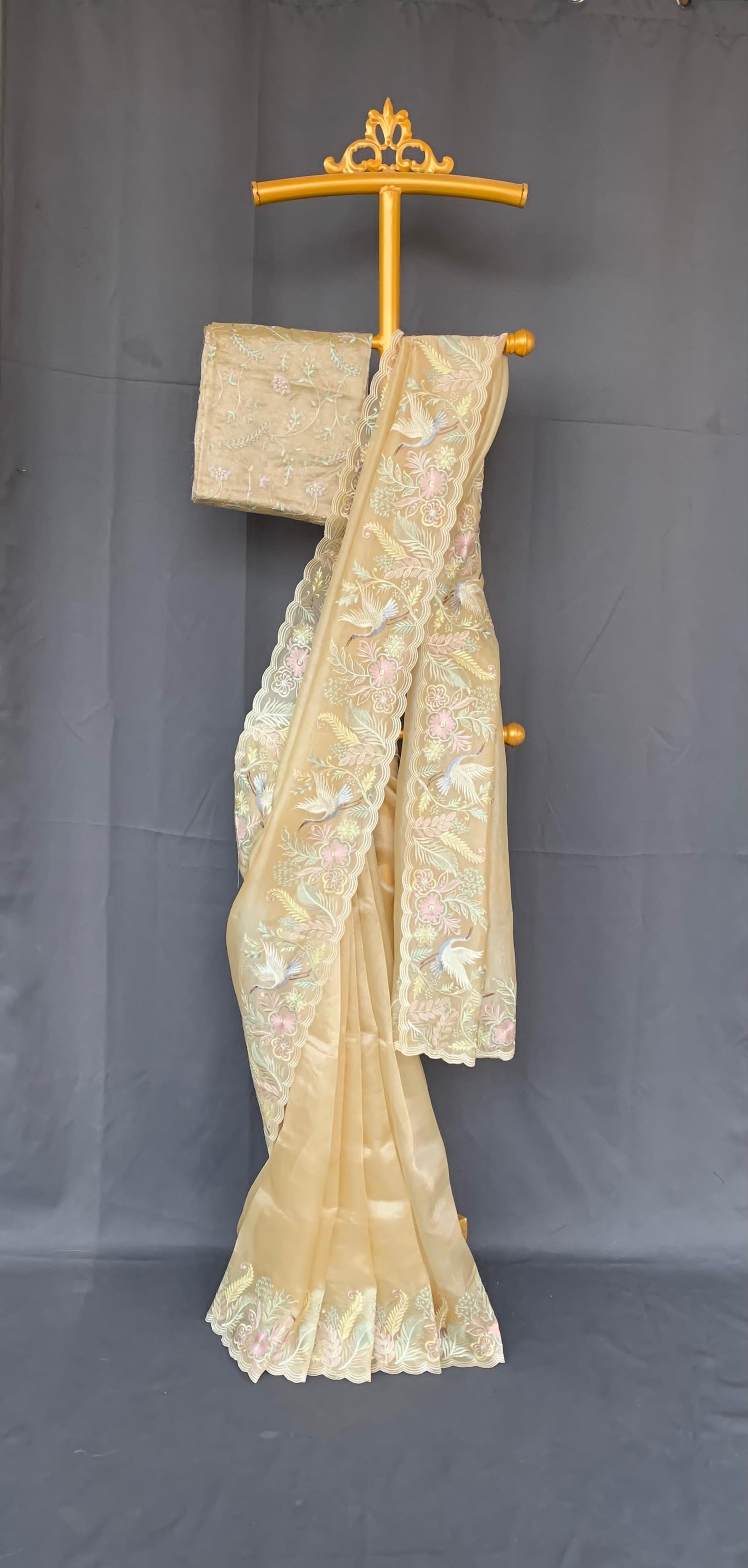 Pastel Yellow Pure Tissue with stunning embroidery