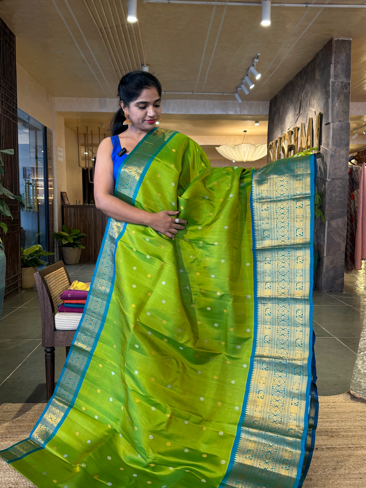 SGSA204 Peacock Blue and Royal Blue Combo Combo Gadwal Handloom Pure Silk Saree