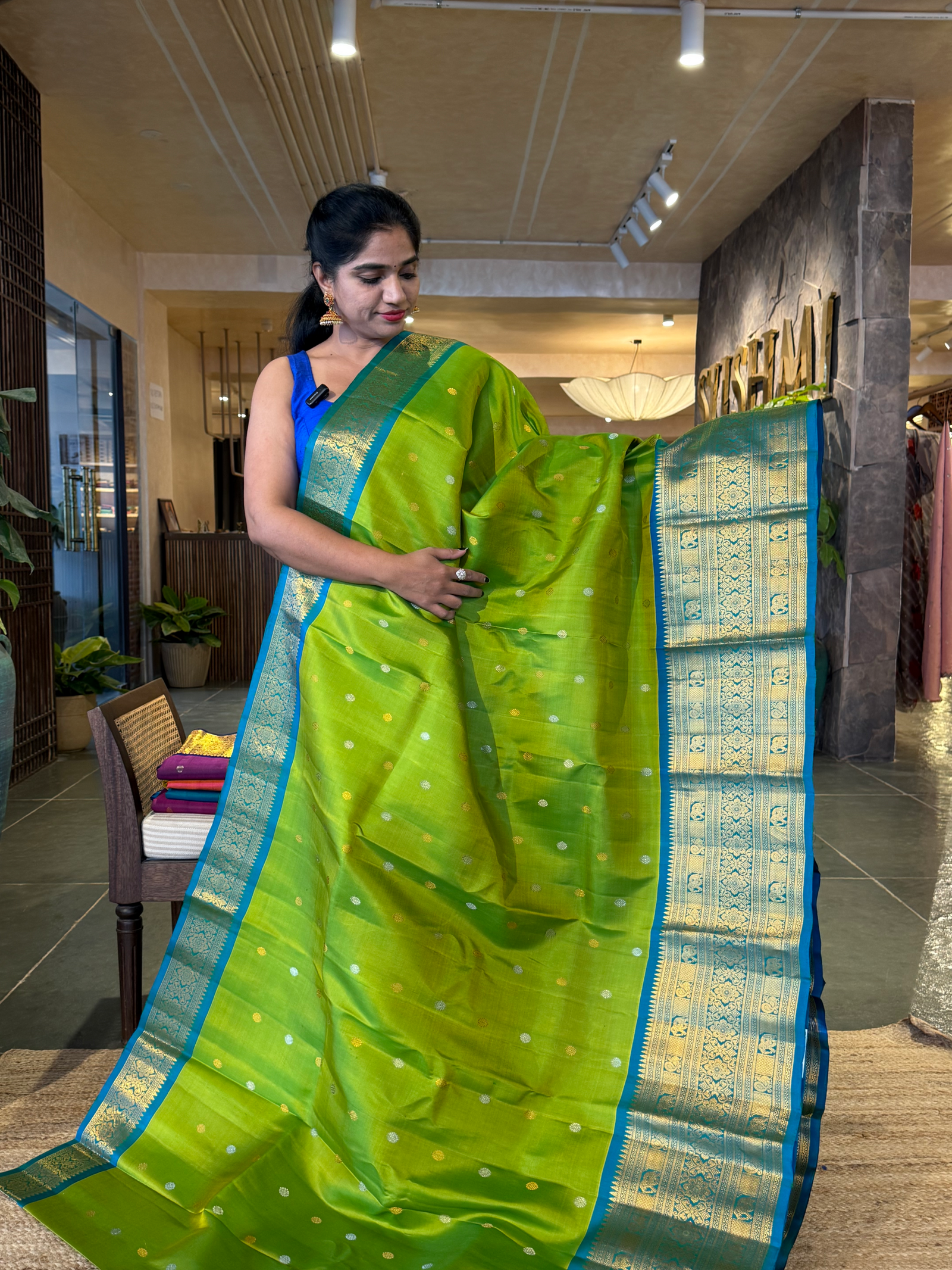 SGSA204 Peacock Blue and Royal Blue Combo Combo Gadwal Handloom Pure Silk Saree