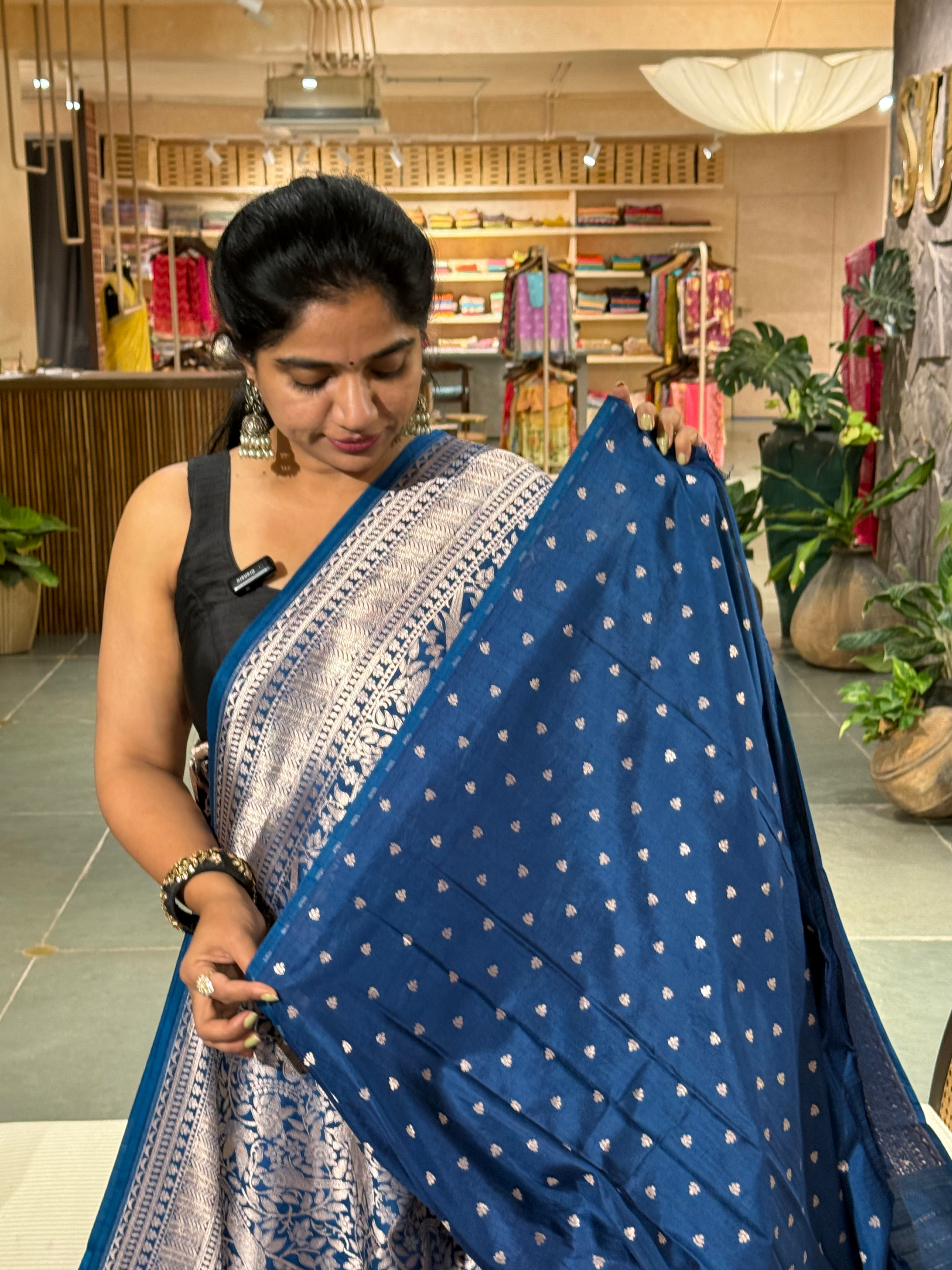 BBSA1418 : Peacock Blue Banarasi Brocade Ektara Silk Saree