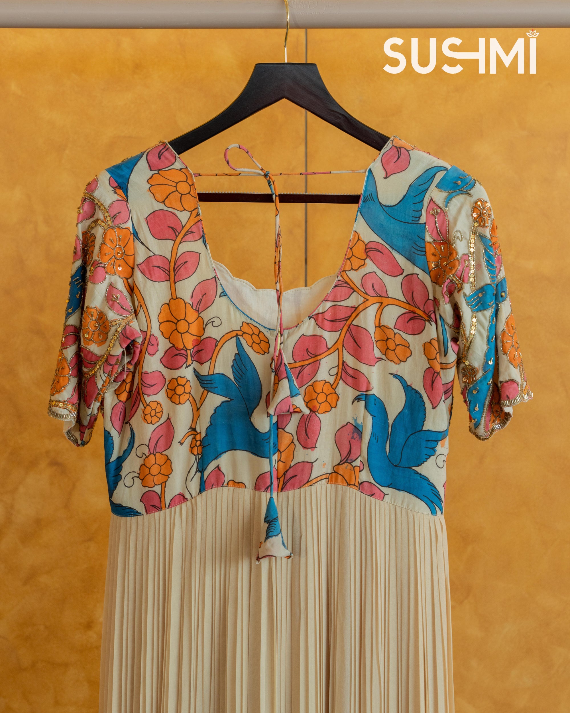 Gorgette kalamkari long frock