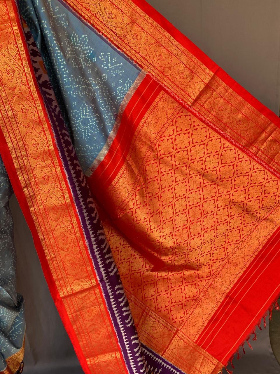 Pure Handloom Twill Ikkath Kanchi Saree